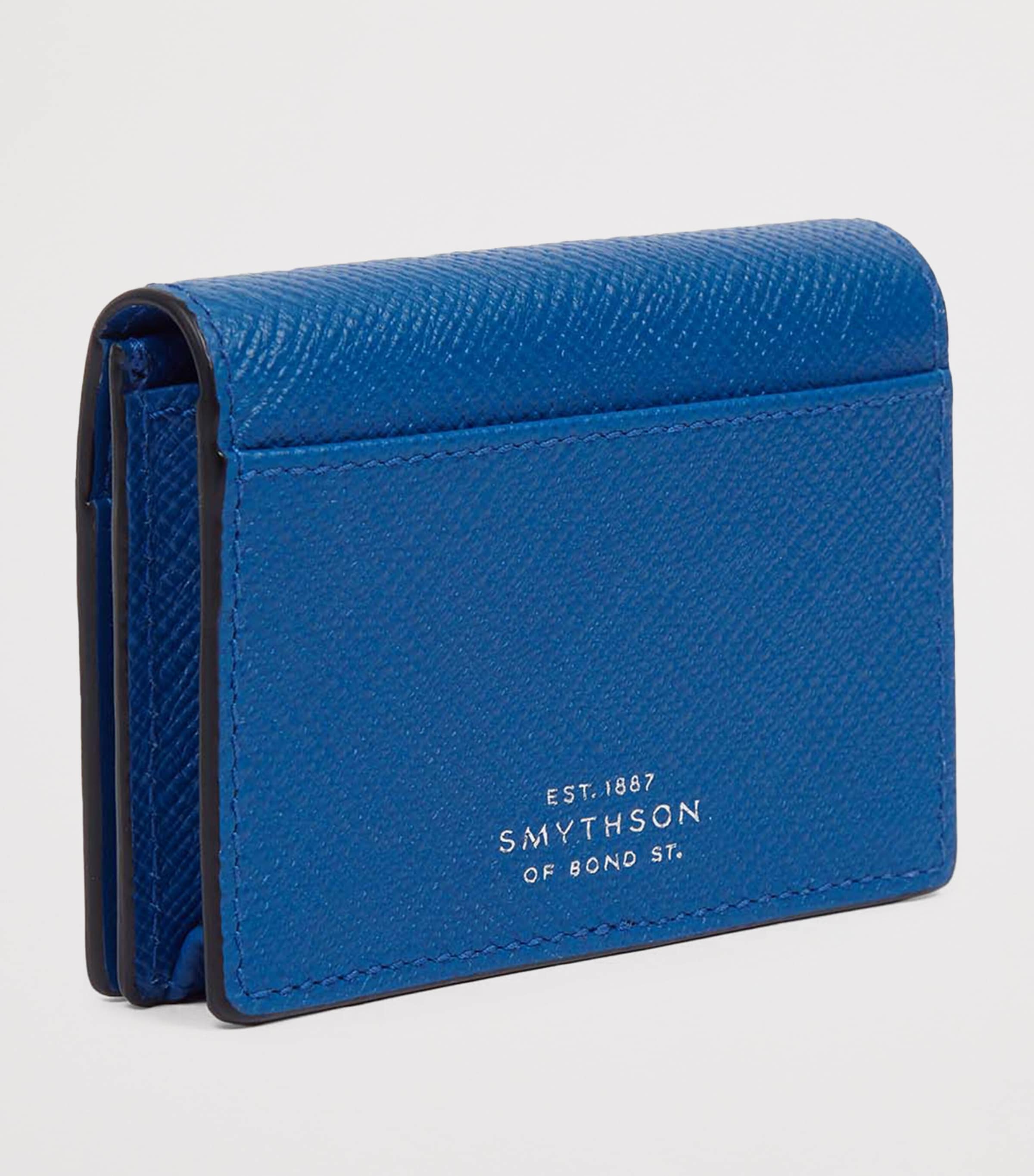 Smythson Blue Panama Leather Folded Card Holder | Harrods US