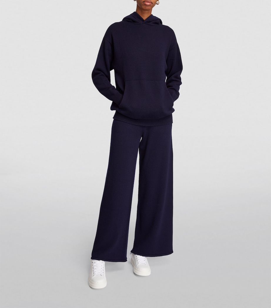 Harrods Womens Cashmere Hoodie Navy Image 2
