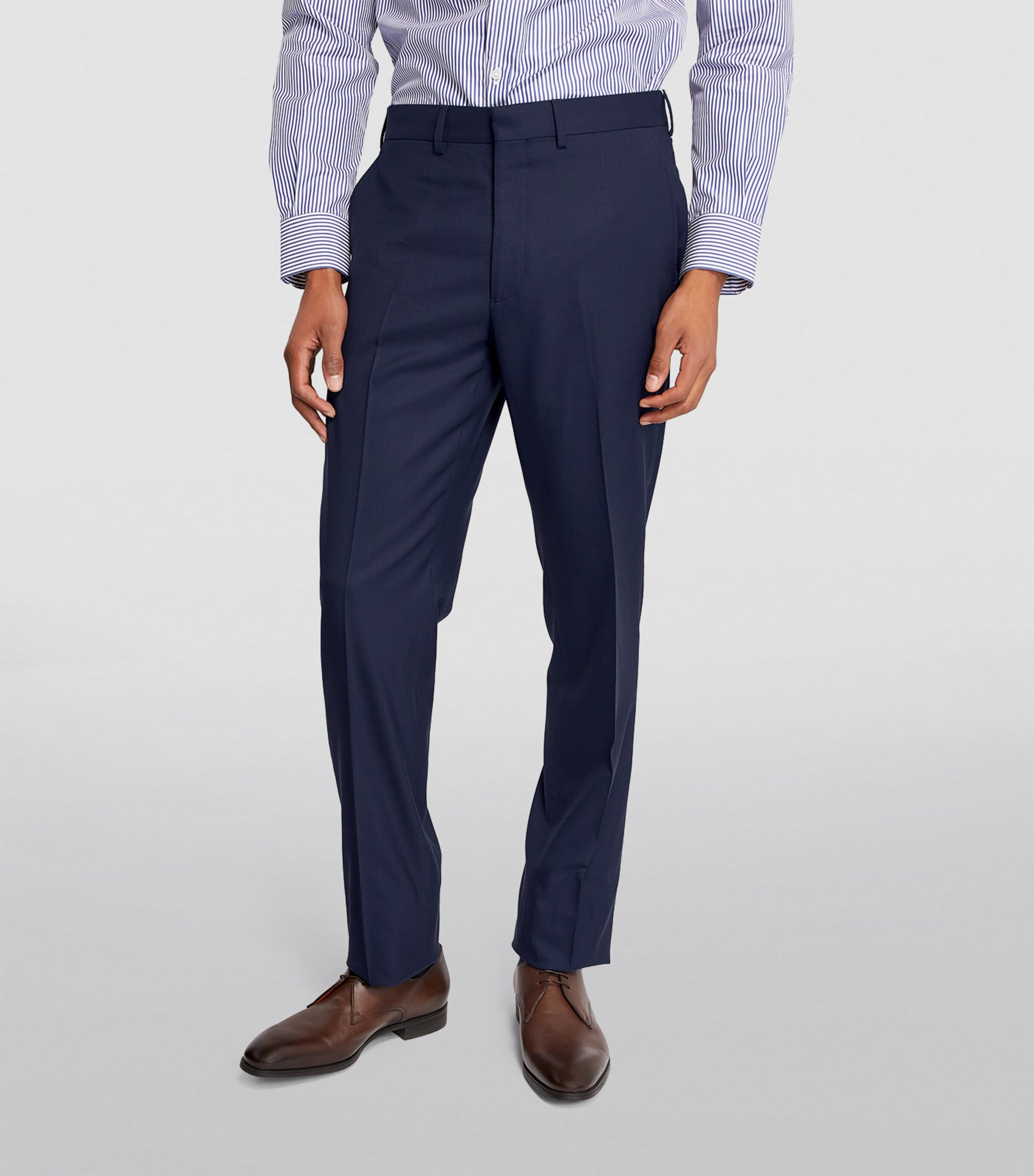 Ralph Lauren Purple Label Mens Wool Serge Straight Trousers Navy Image 9