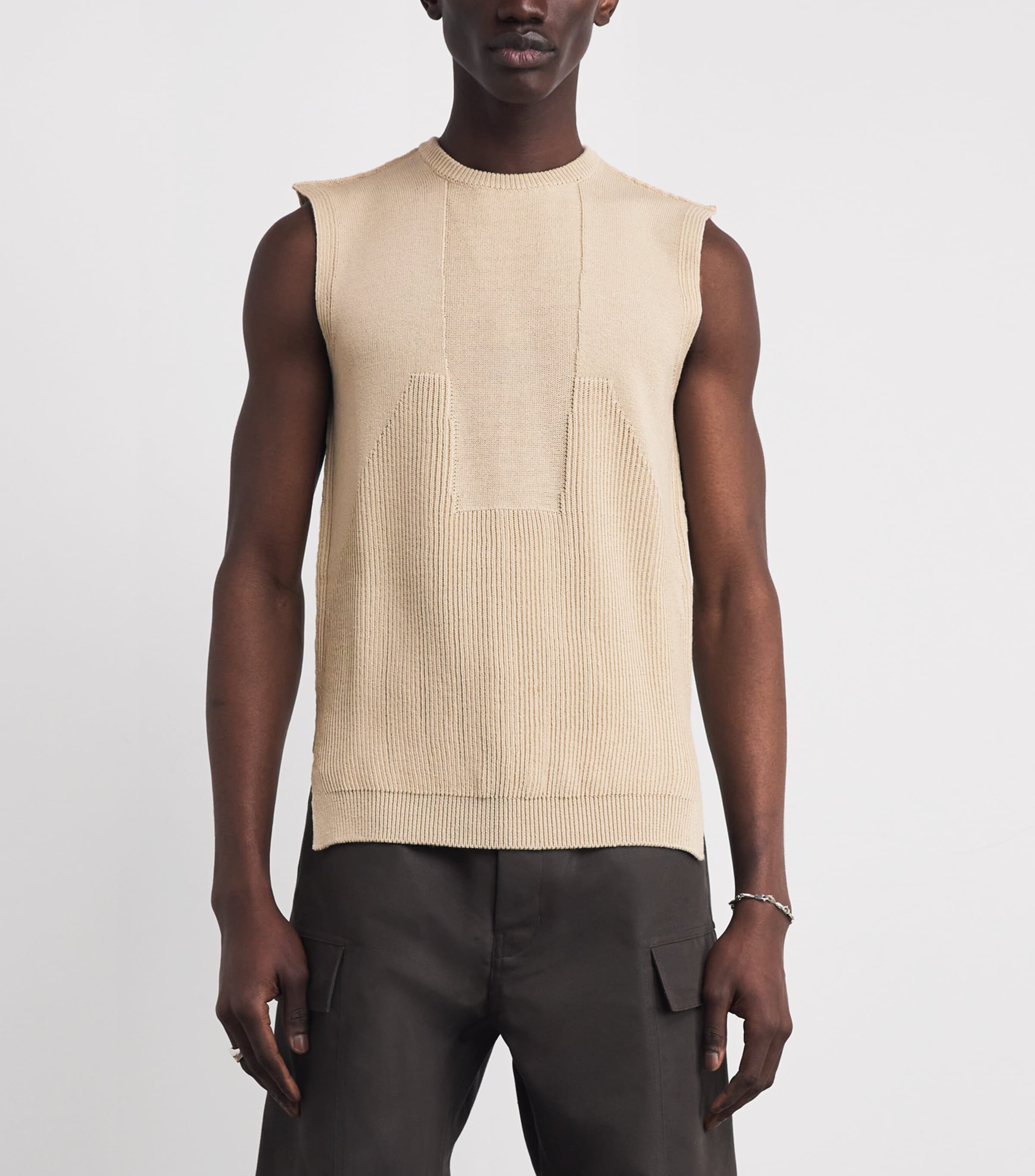 Virgin Wool Jacquard Tank Top SAND/ 138 Image 3