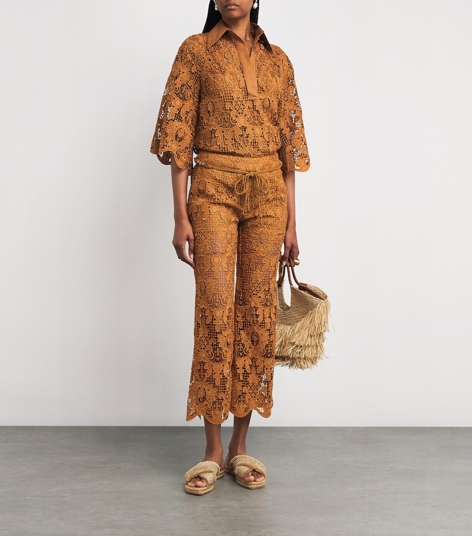 Zimmermann Womens Lace Coco Flared Trousers Bis Biscuit Image 2
