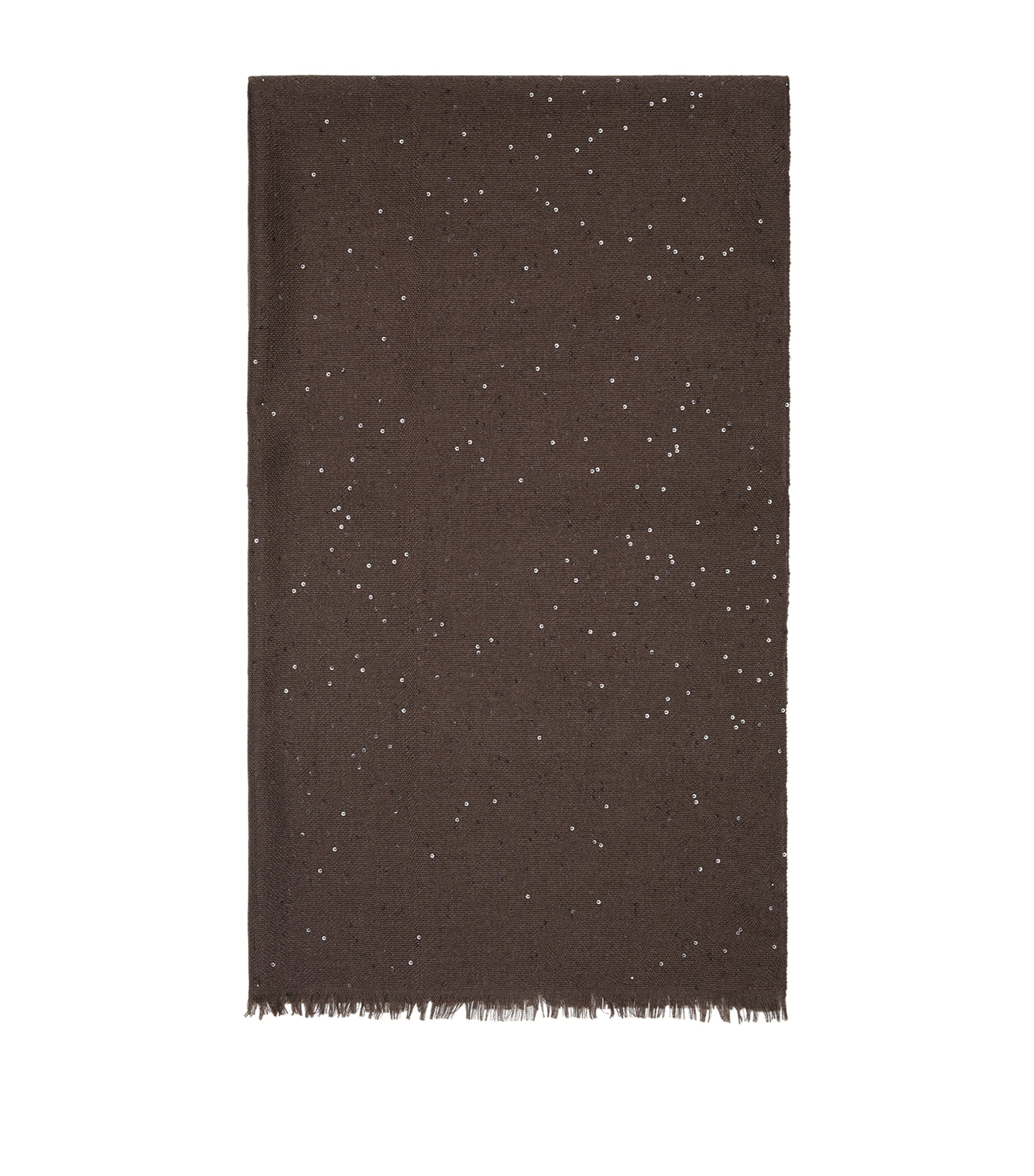 Brunello Cucinelli Cashmere And Silk Diamond Yarn Scarf In Brown