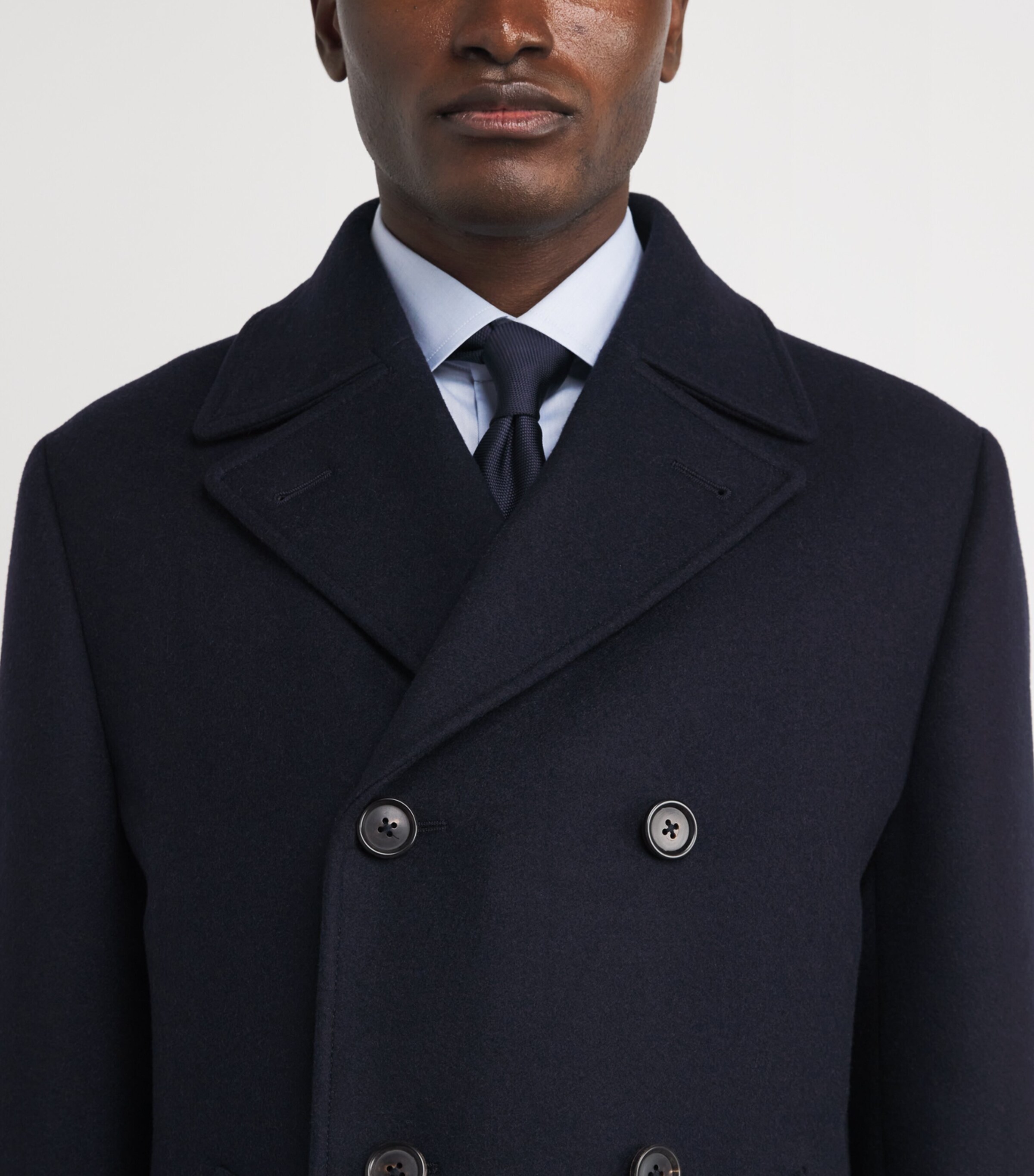 Wool-Silk-Cashmere Pea Coat 001 NAVY BLUE Image 6