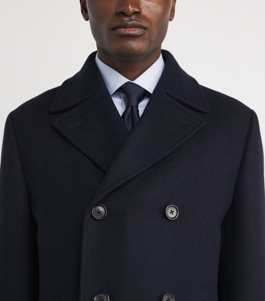 Wool-Silk-Cashmere Pea Coat 001 NAVY BLUE Image 6