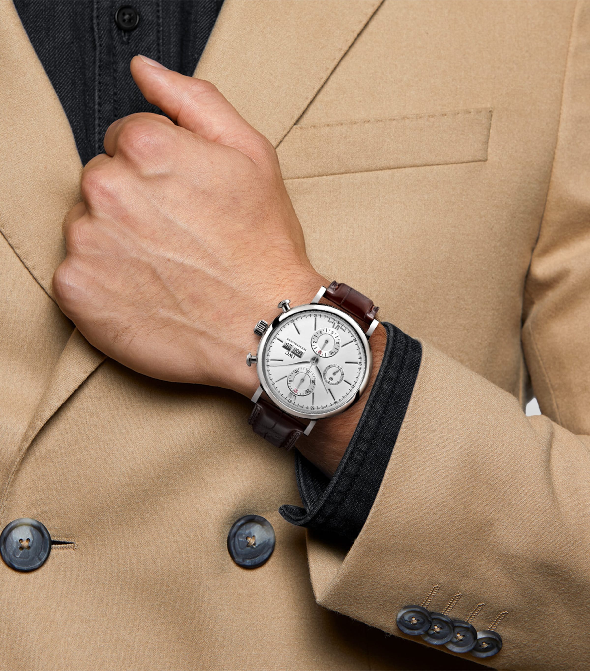 Stainless Steel Portofino Chronograph Watch 42mm SILVER Image 3