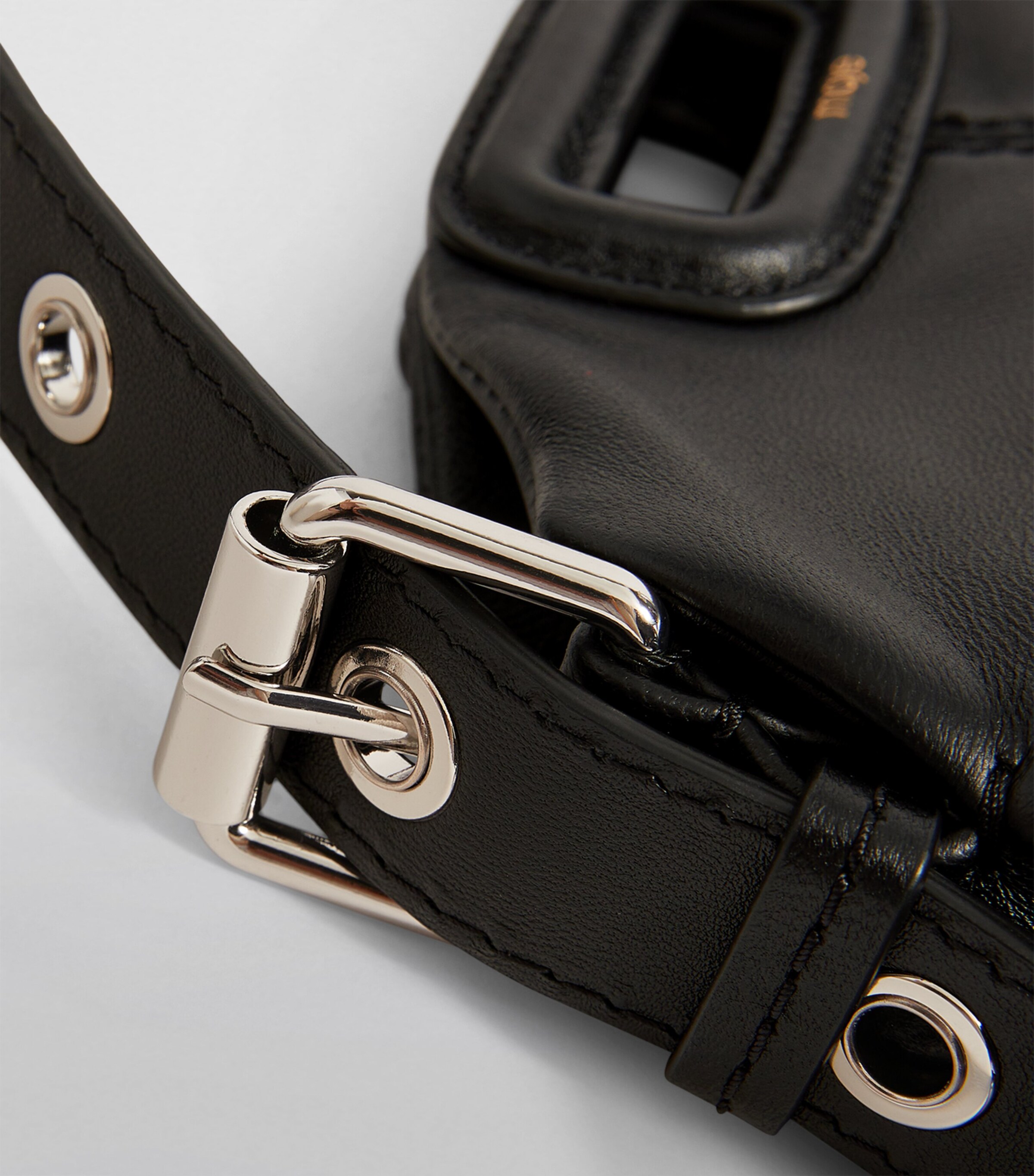 Leather M Top-Handle Bag BLACK Image 7