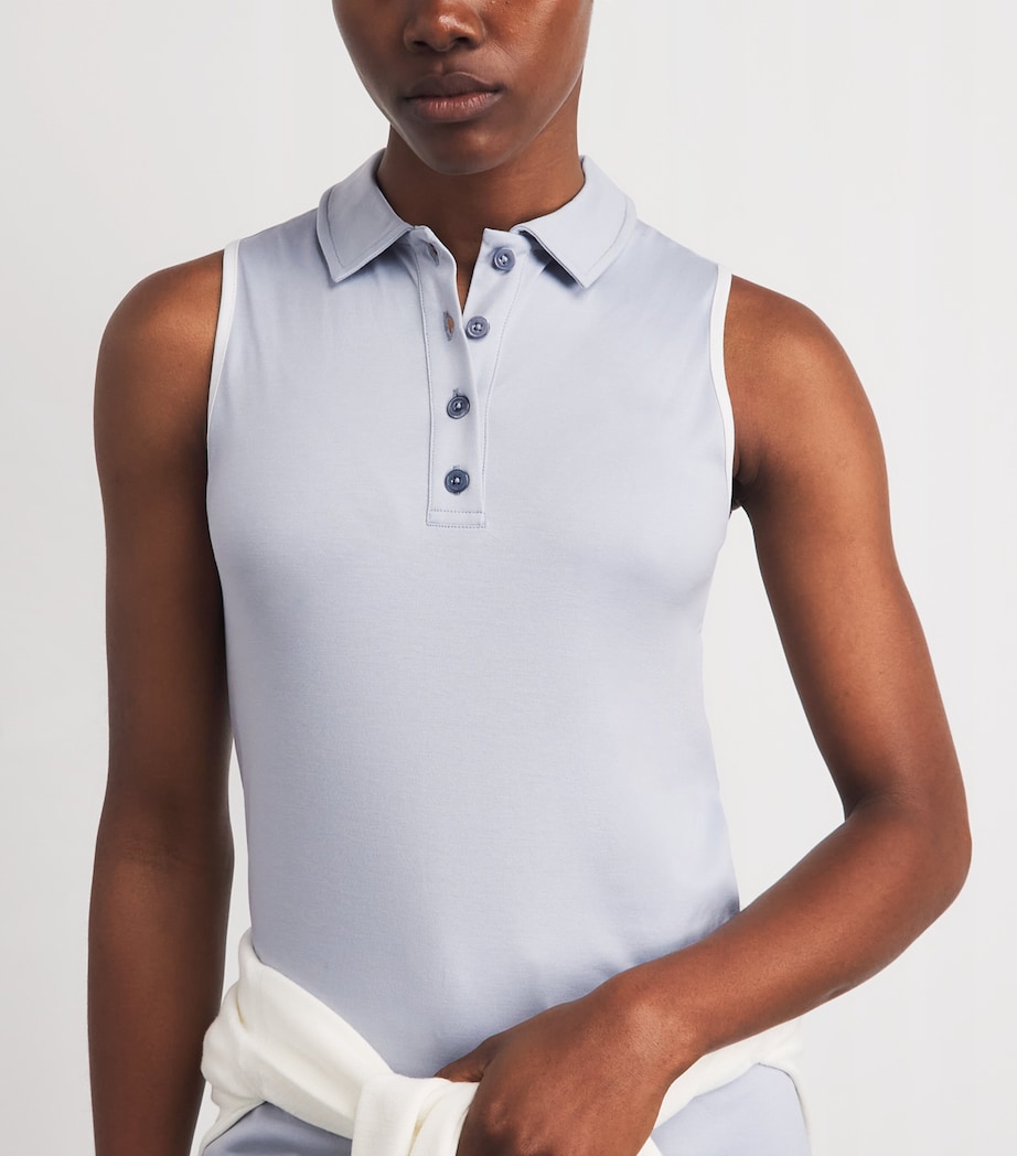 Eleventy Womens Cotton Sleeveless Polo Shirt Nuvola, Bianco Image 3