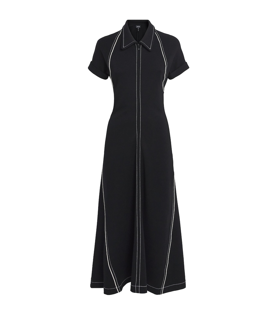ME+EM Womens Stitch-Detail Fit-And-Flare Midi Dress Black Image 1