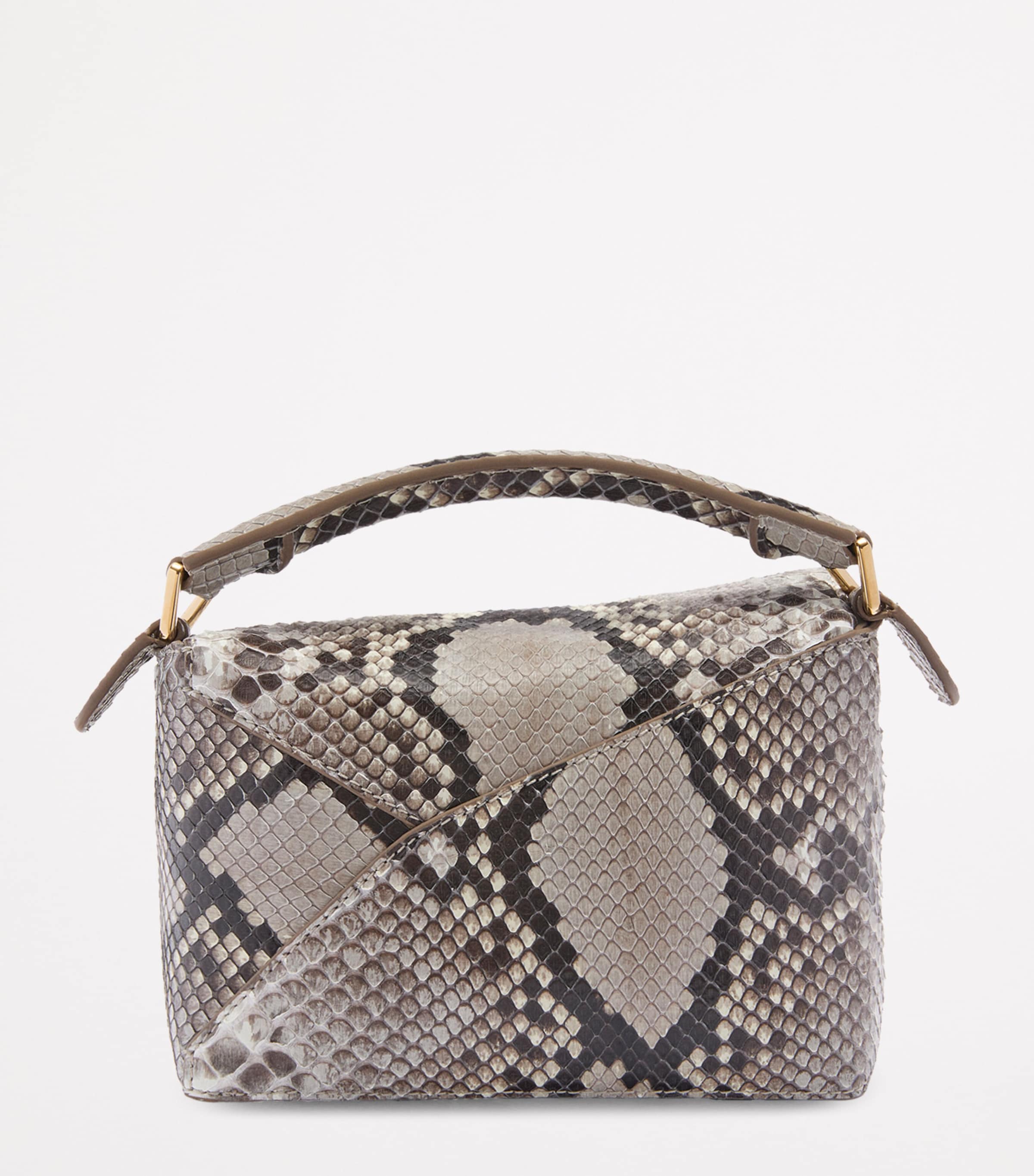 LOEWE Mini Snakeskin Puzzle Edge Top-Handle Bag | Harrods UK