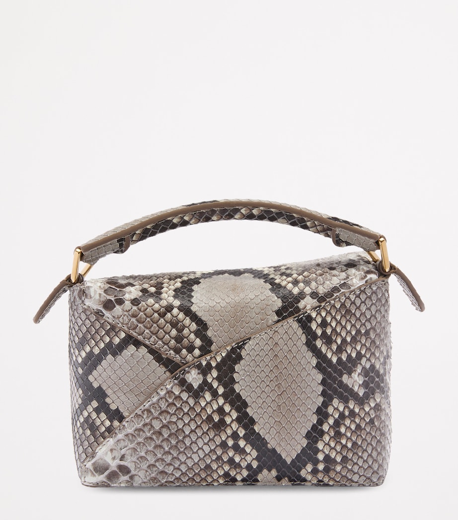 Mini Snakeskin Puzzle Edge Top-Handle Bag NATURAL Image 4