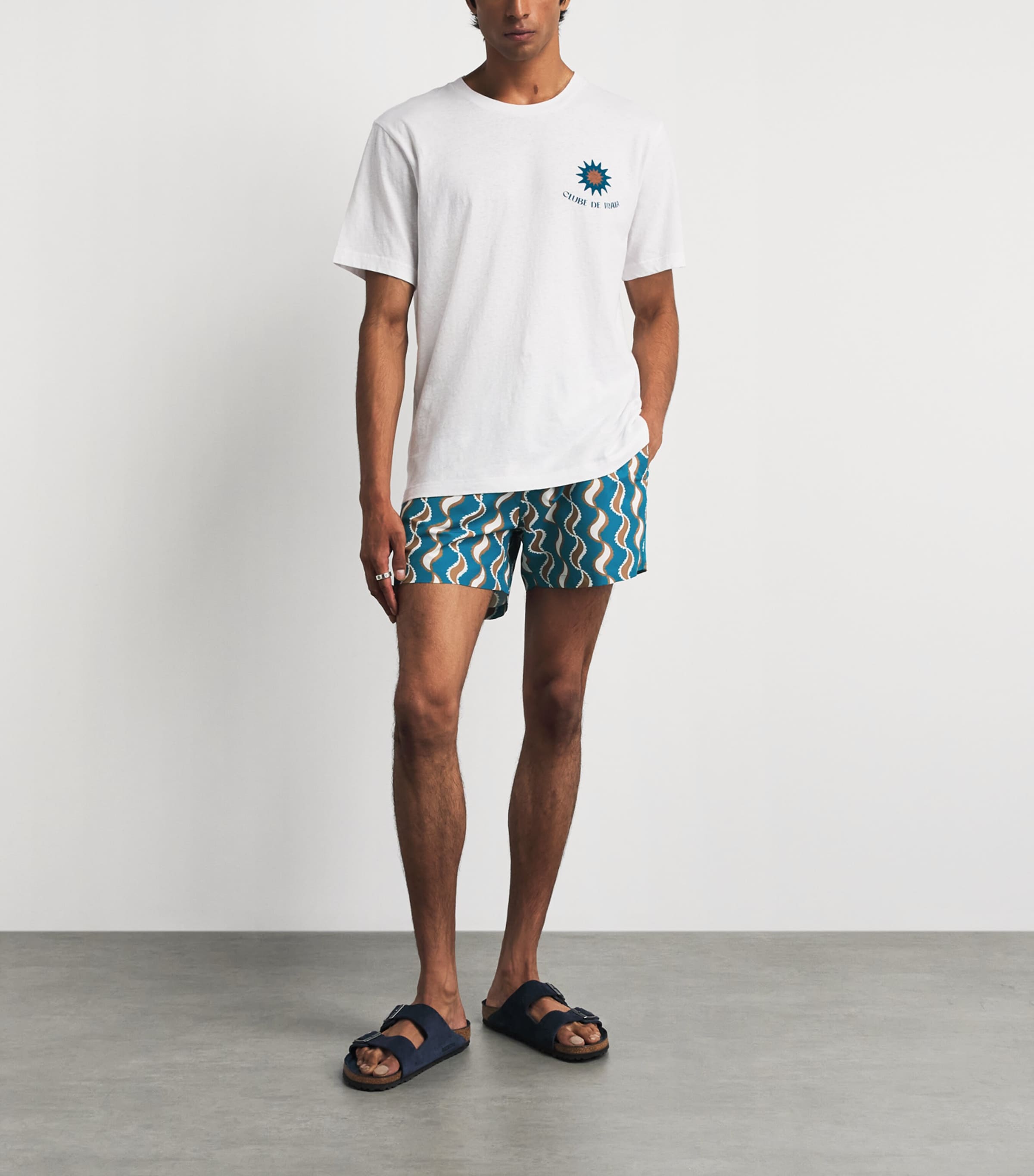 Frescobol Carioca Mens Printed Rio Swim Shorts Teal Image 2