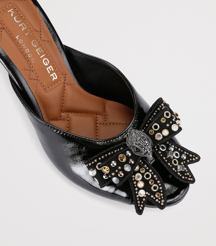 Leather Belgravia Stud Bow Heeled Mules BLACK/COMB Image 3