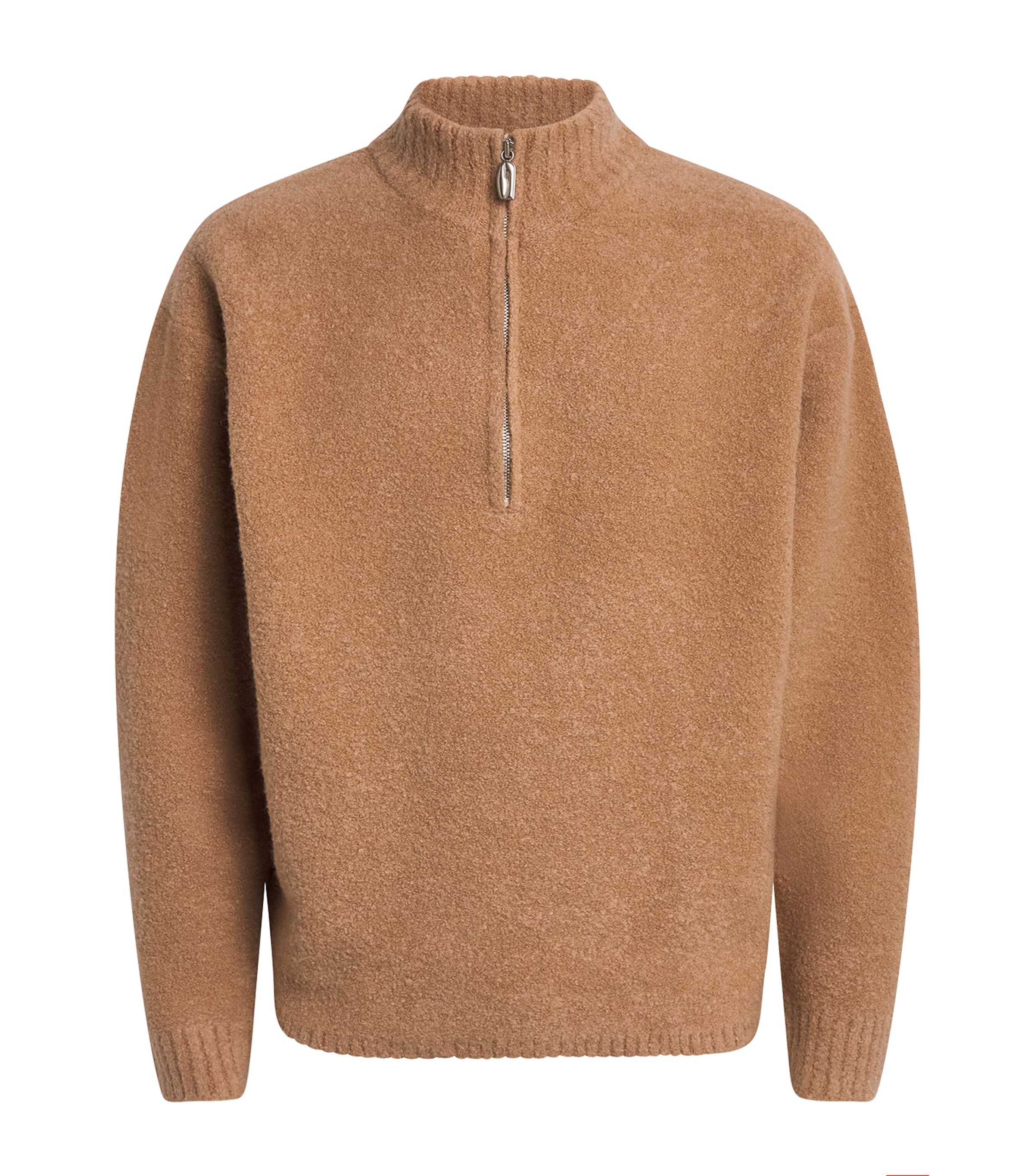Le 17 Septembre Wool-blend Half-zip Sweater In Brown