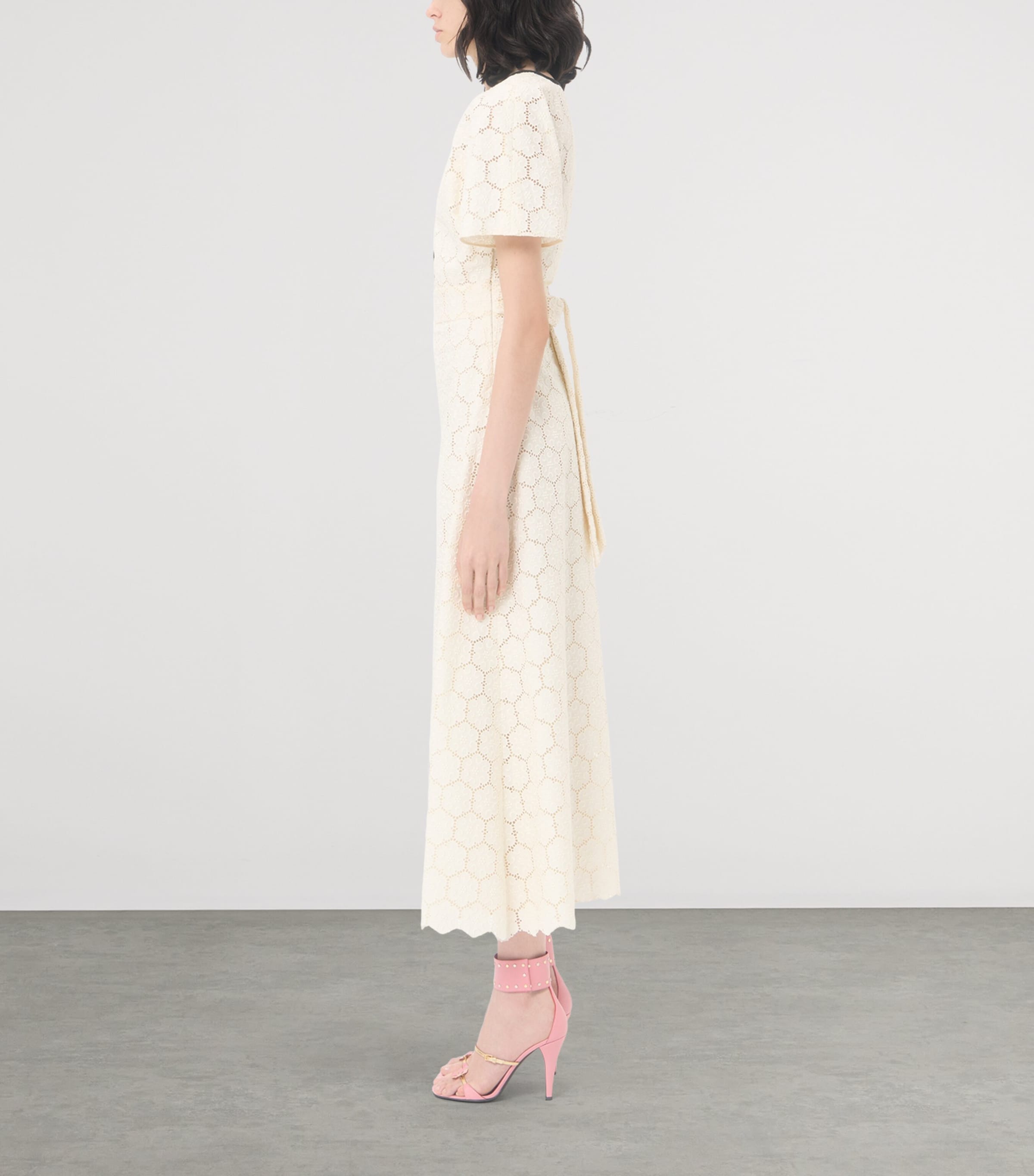 Valentino Womens Cotton Fleurs à Jours Midi Dress Cbj Image 4