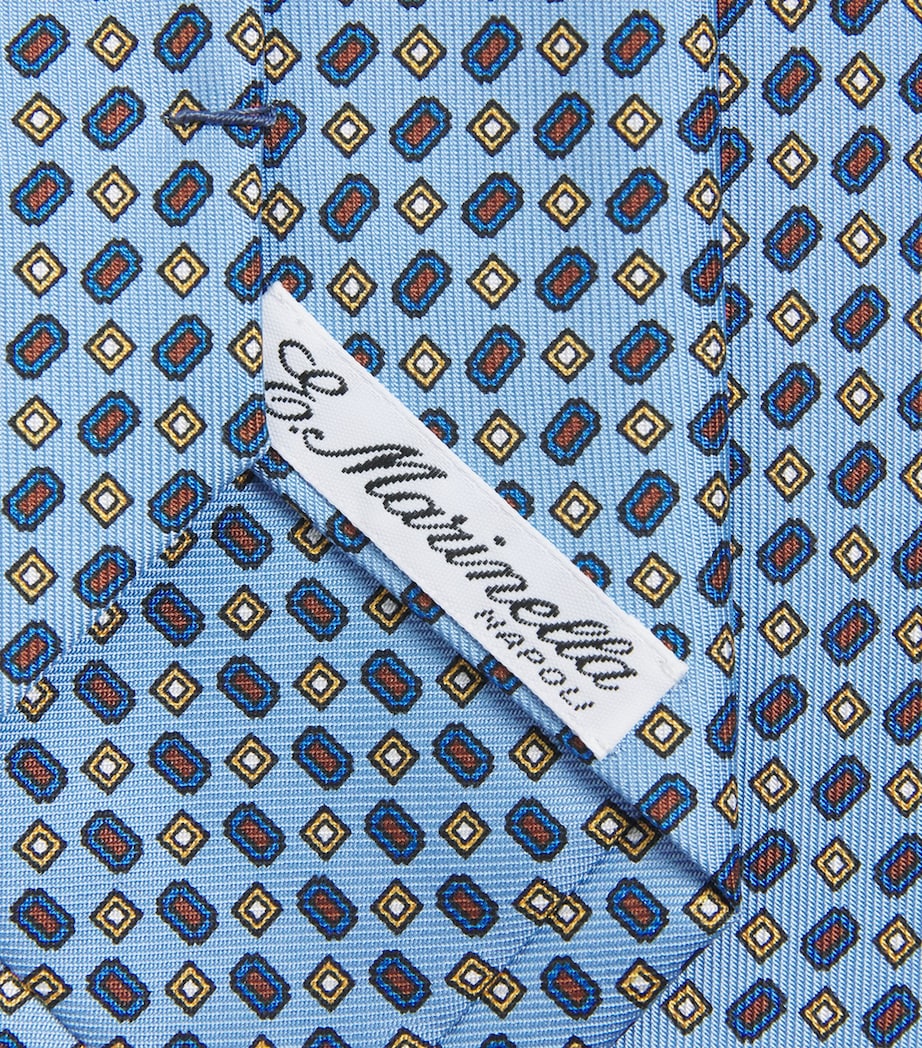 E. Marinella Silk Printed Tie Blue Image 3