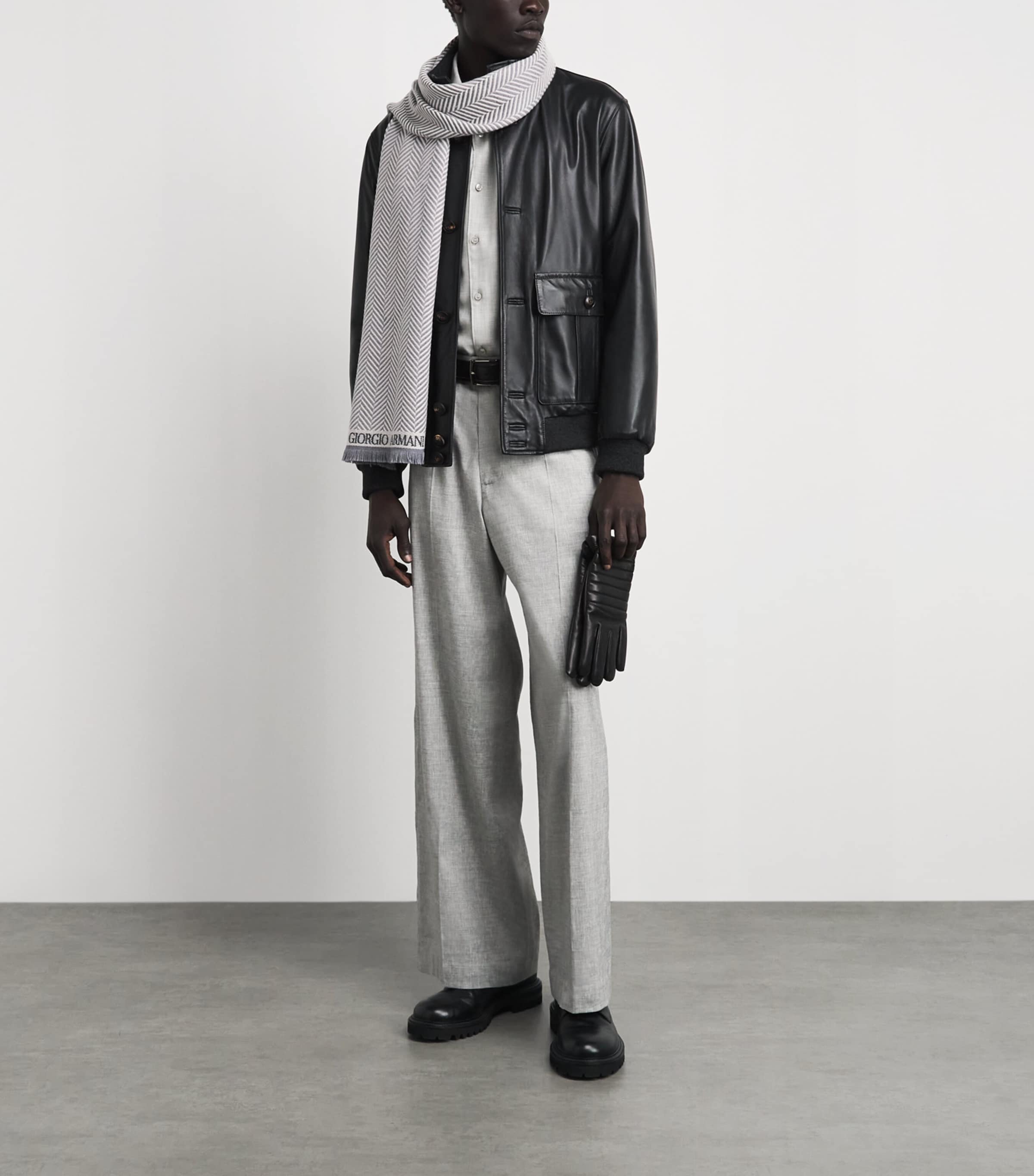 Giorgio Armani Wool Herringbone Scarf Image 2