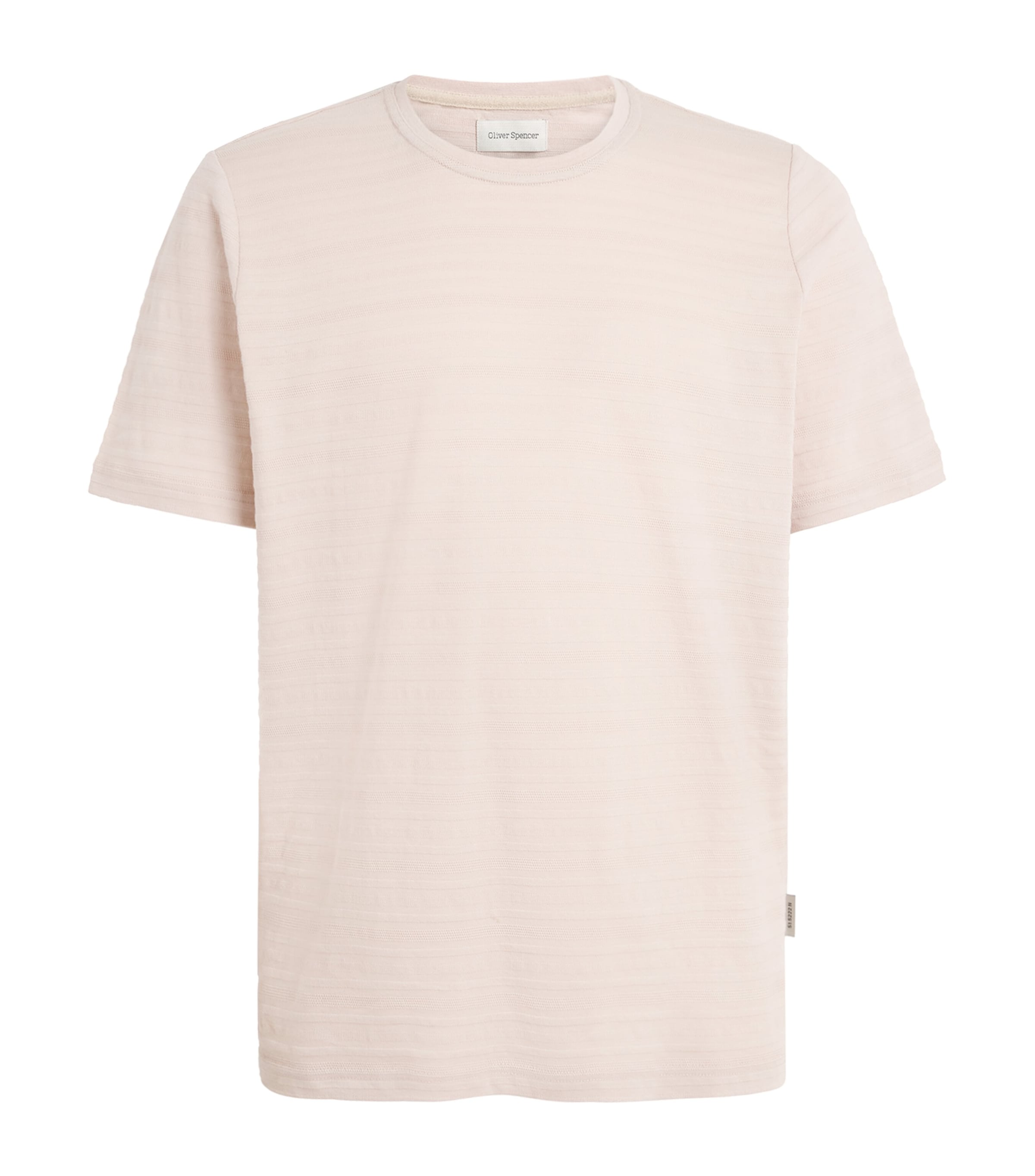 Oliver Spencer Mens Organic Cotton Jacquard T-Shirt Pink Image 1