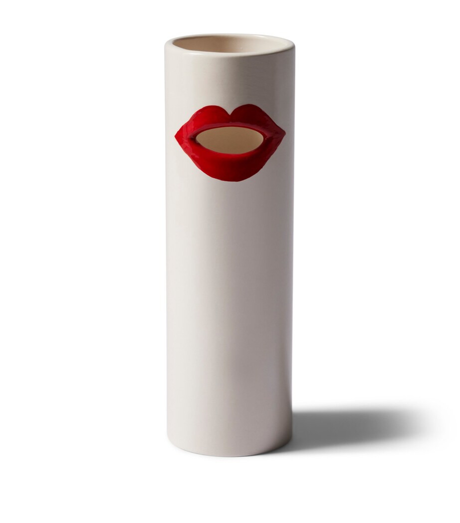 Ceramic Impronta Bocca Vase WHITE/RED Image 1