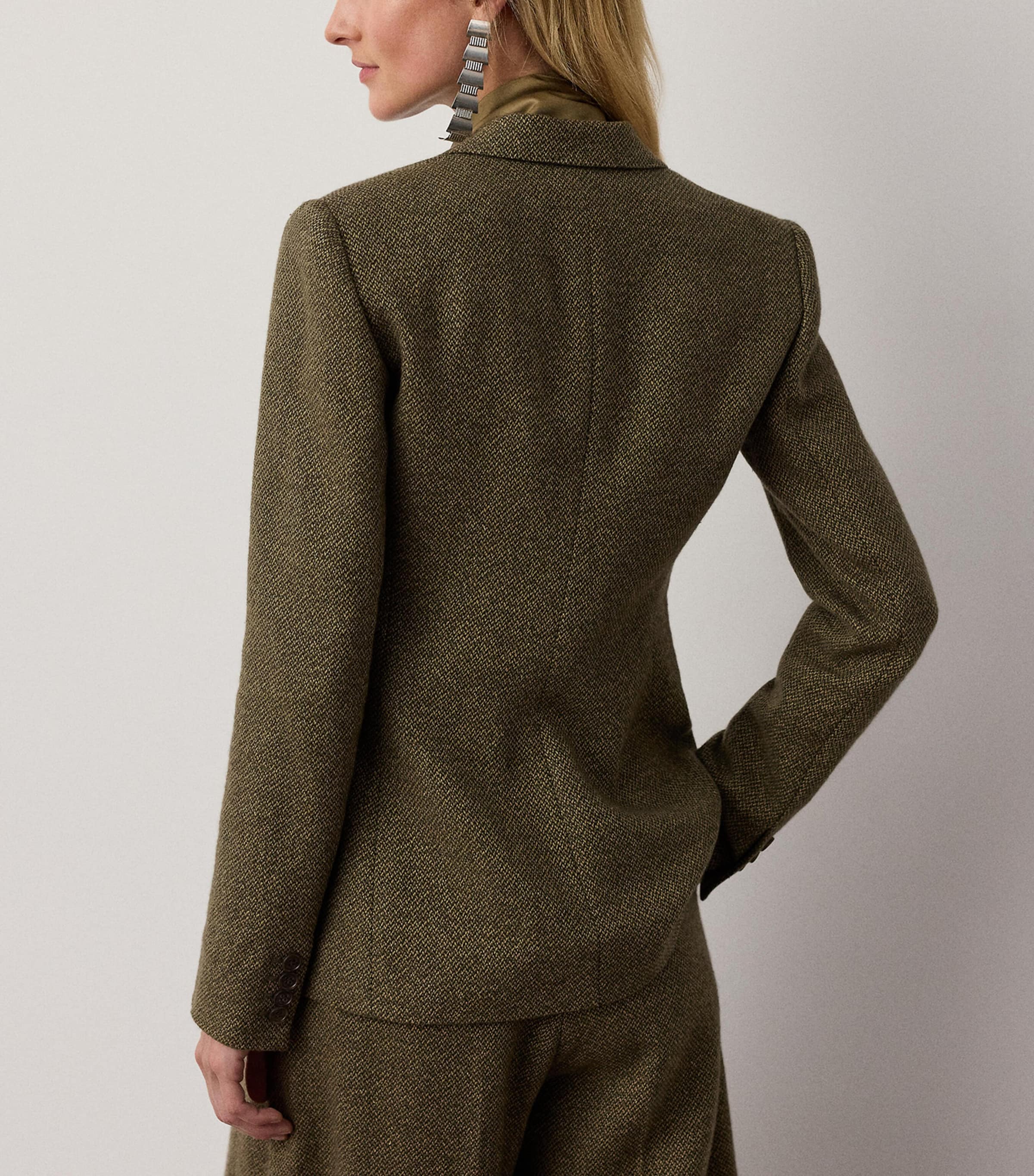 Ralph Lauren Collection Womens Linen-Cashmere-Silk Twill Parker Blazer Cypress Multi Image 3