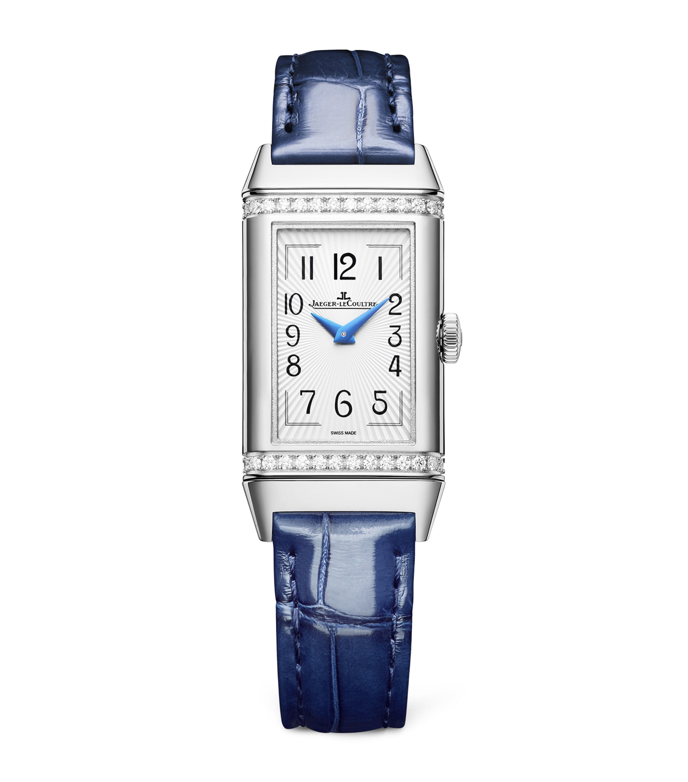 Jaeger-lecoultre Stainless Steel And Diamond Reverso One Duetto Watch In Blue