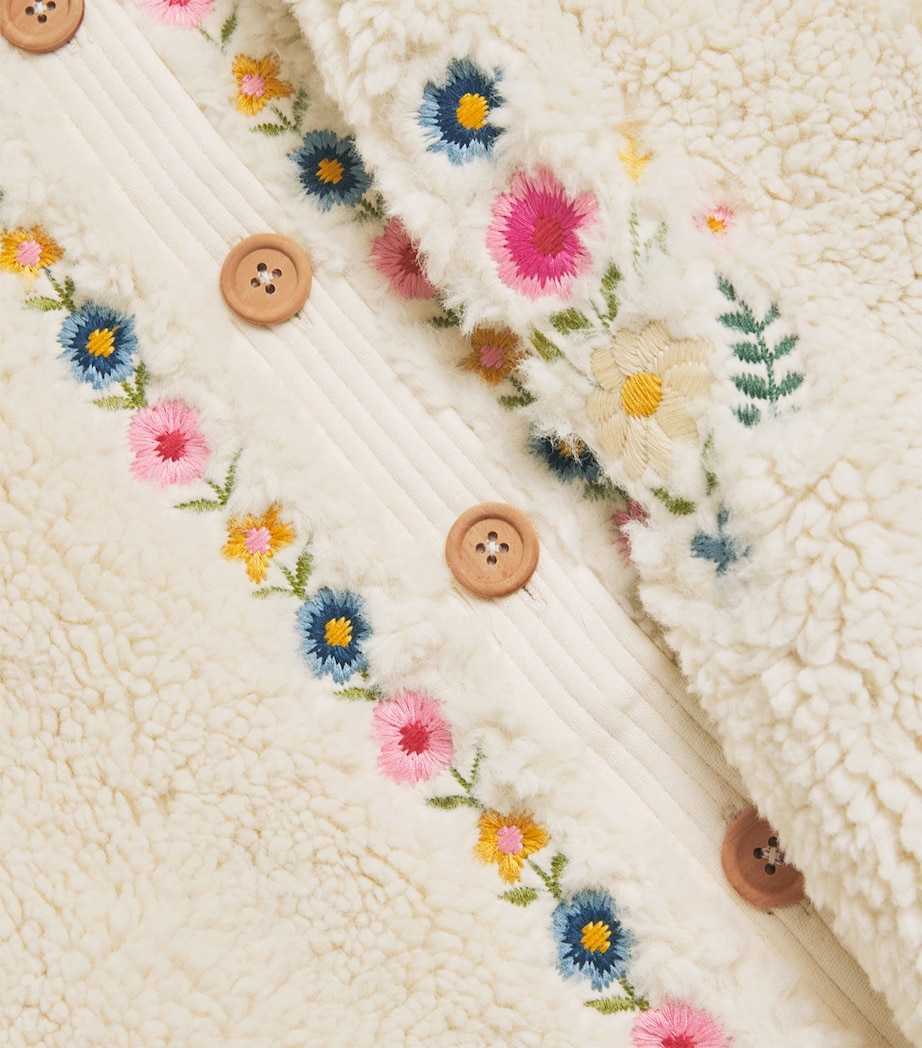 Sherpa Embroidered Rosinna Coat (4-12 Years) CREAM Image 3