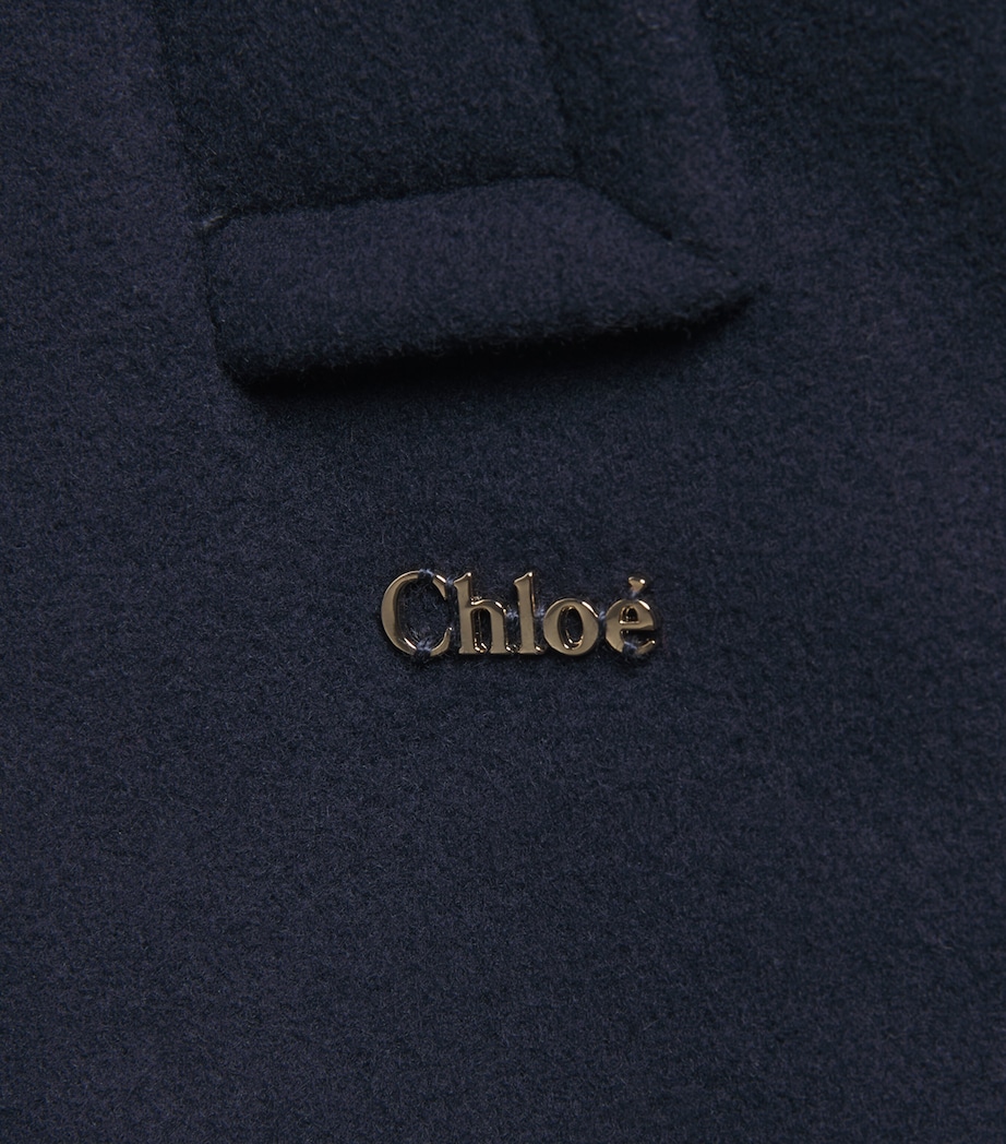 Chloé Kids Wool-Blend Pea Coat (4-14 Years) Navy Image 3