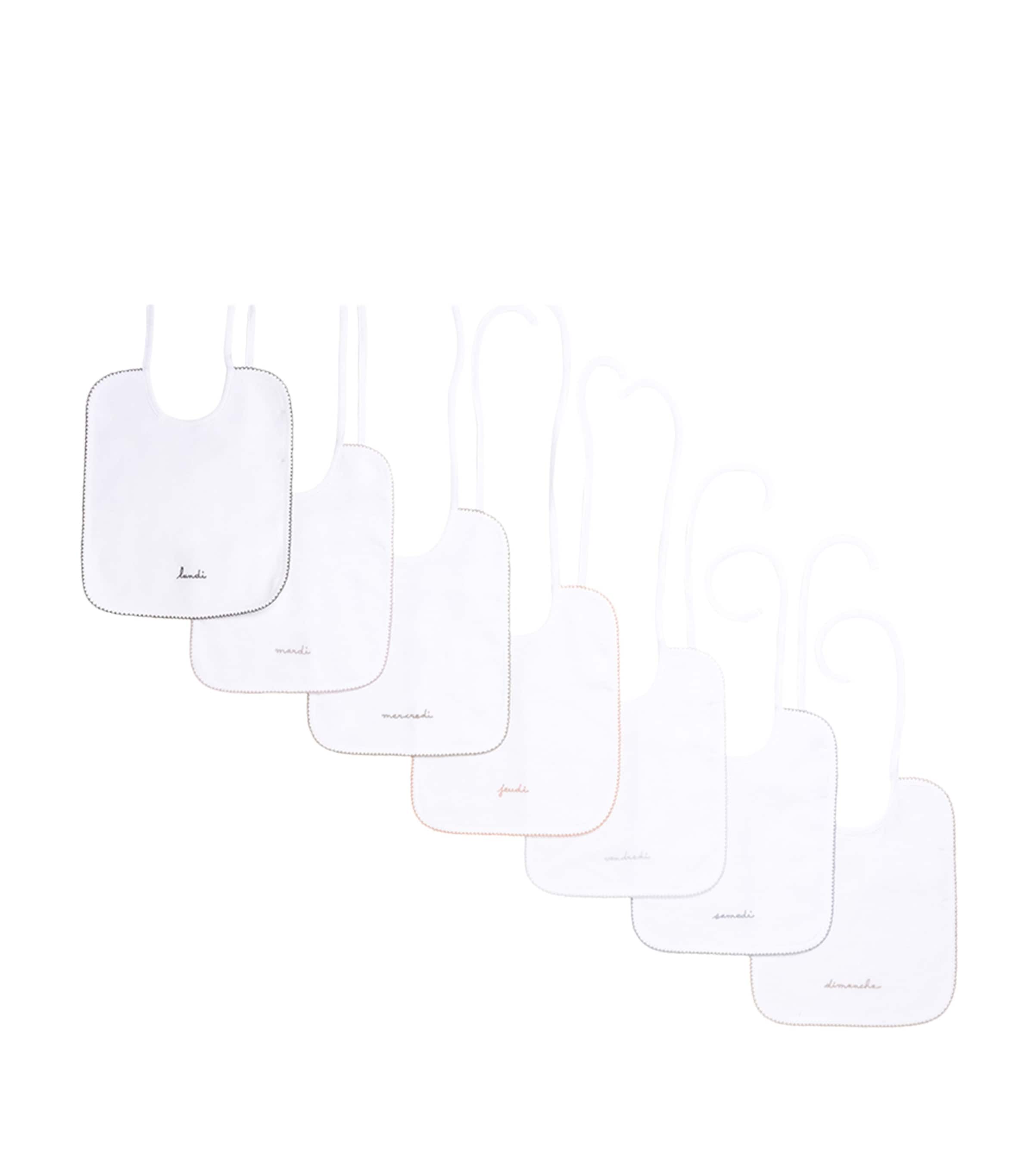 Cotton Days of the Week Bib Set BLANC Image 1