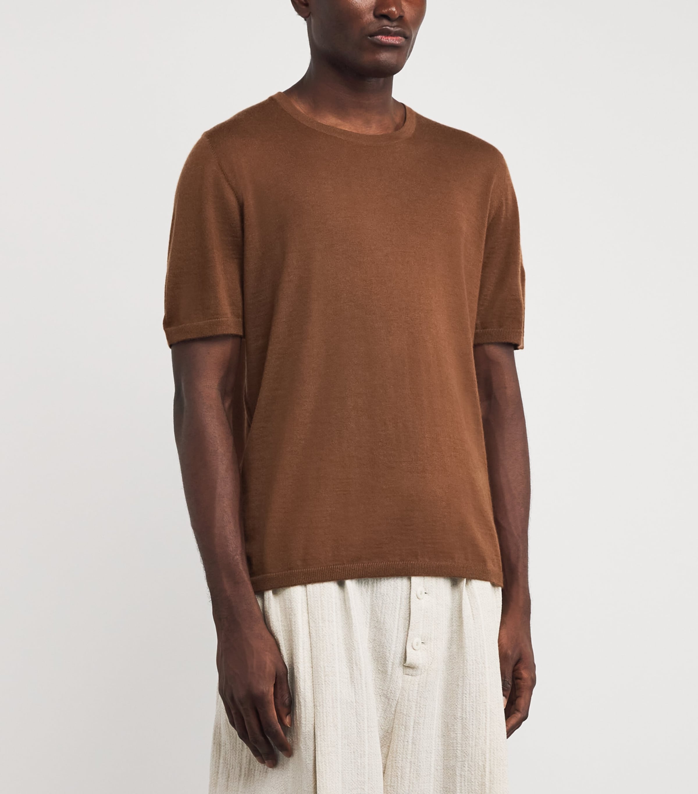Superfine Cashmere T-Shirt SB7300 DARK CAMEL Image 3