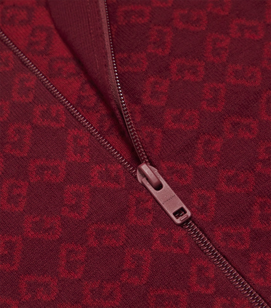 Cotton-Cashmere 4G Zip-Up Cardigan (4-12+ Years) CRIMSON Image 3