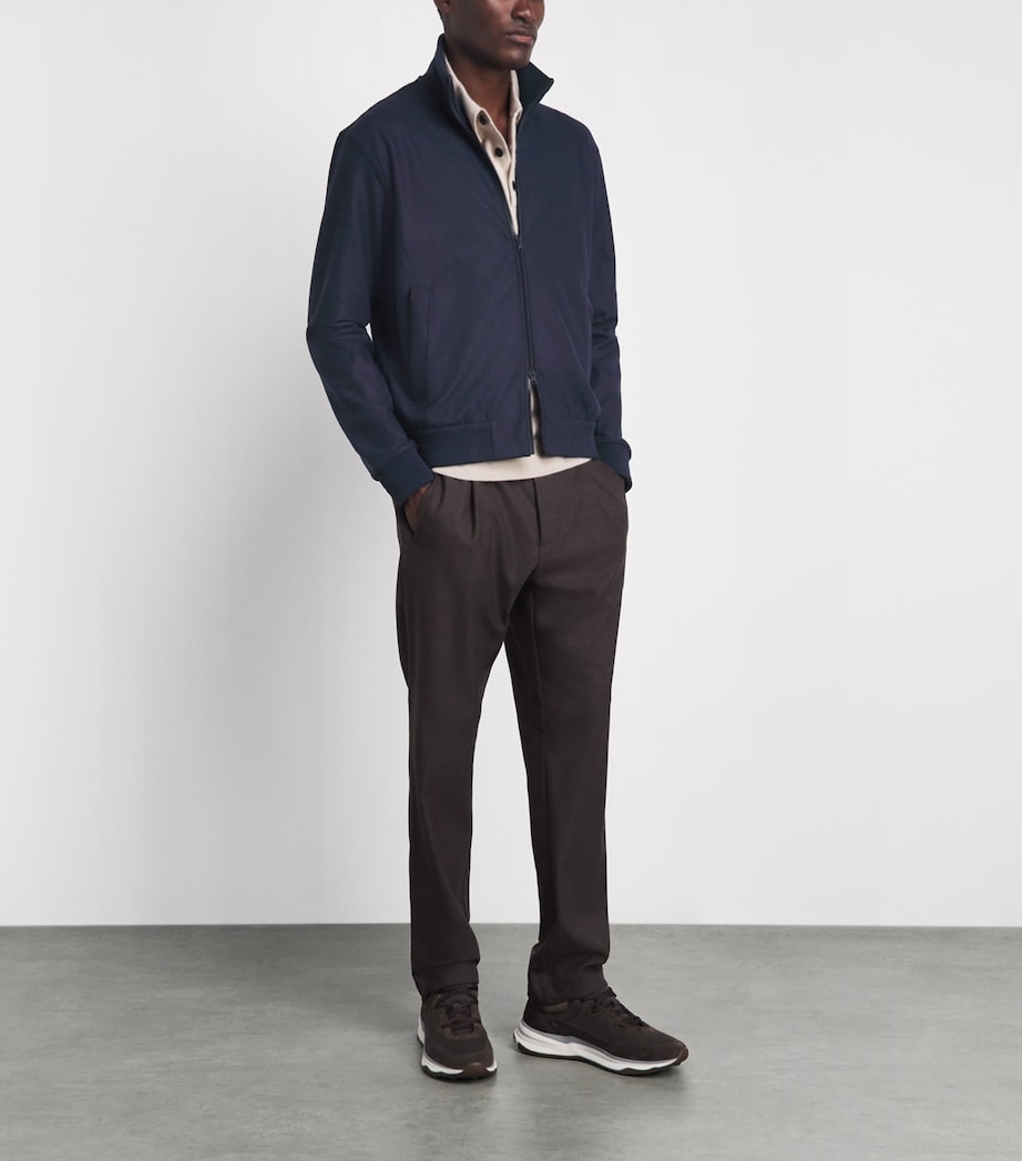 Herno Mens Knitted Bomber Jacket Blu Navy Image 2