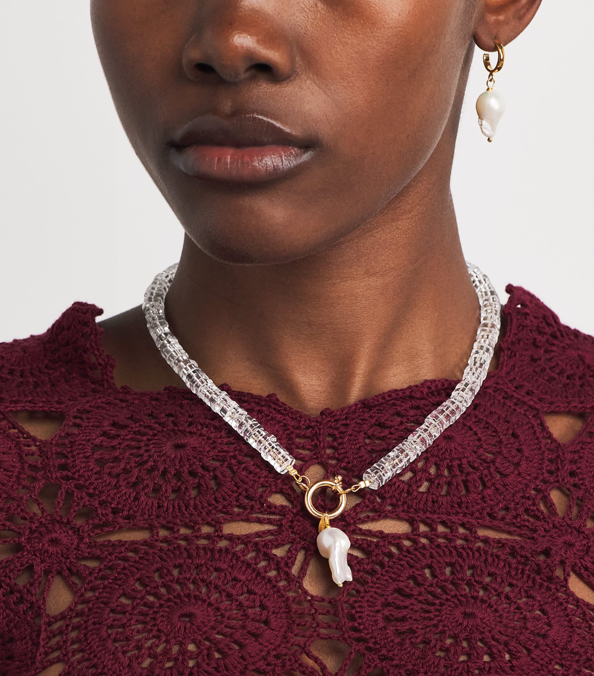 Hermina Athens Beaded Freshwater Pearl Necklace Gold Image 4