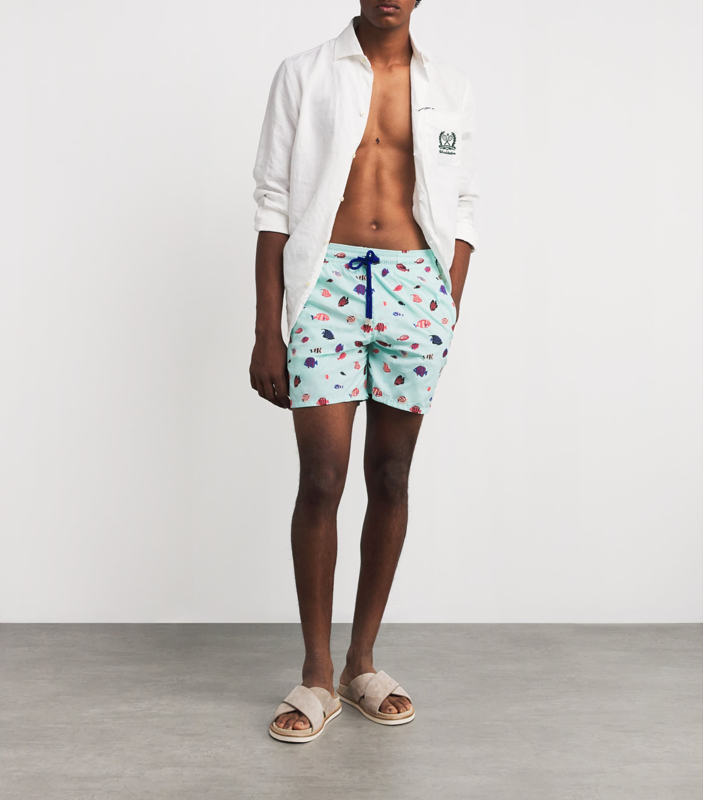 Embroidered Fishy Dance Swim Shorts 344CELADON Image 4