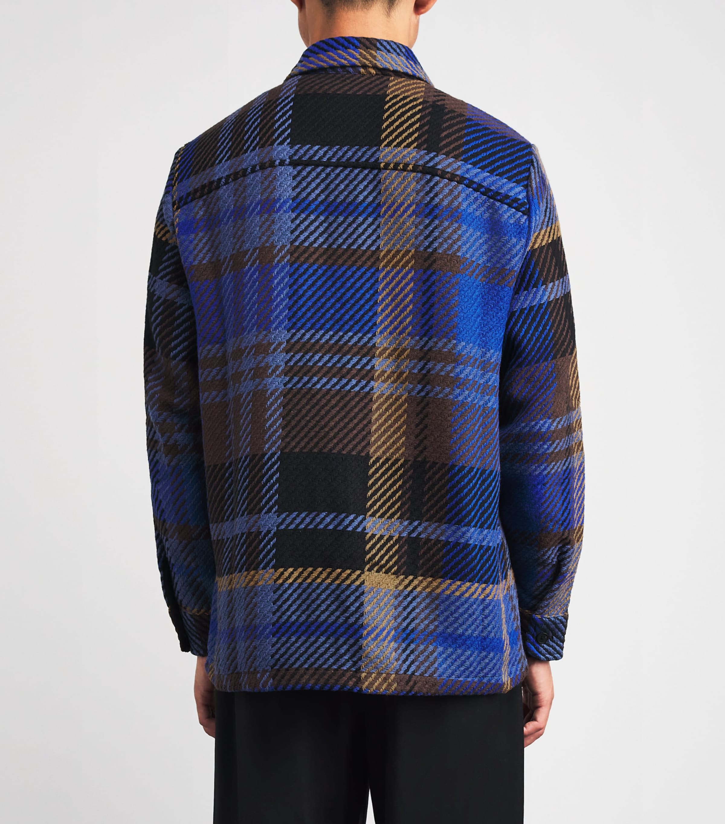 Wax London Mens Check Whiting Overshirt Blue / Brown Image 5