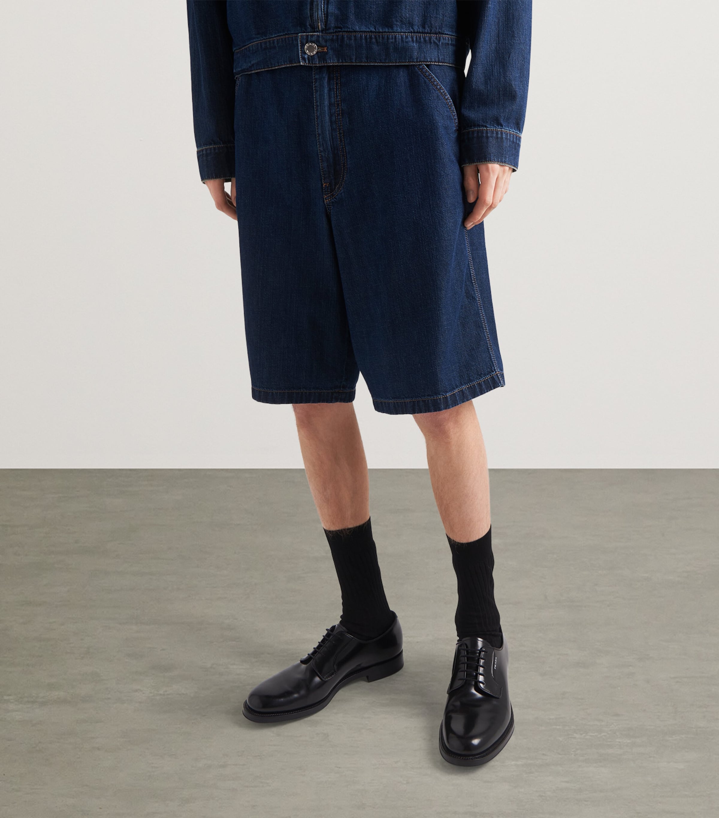 Prada Dark-Wash Denim Bermuda Shorts Image 3