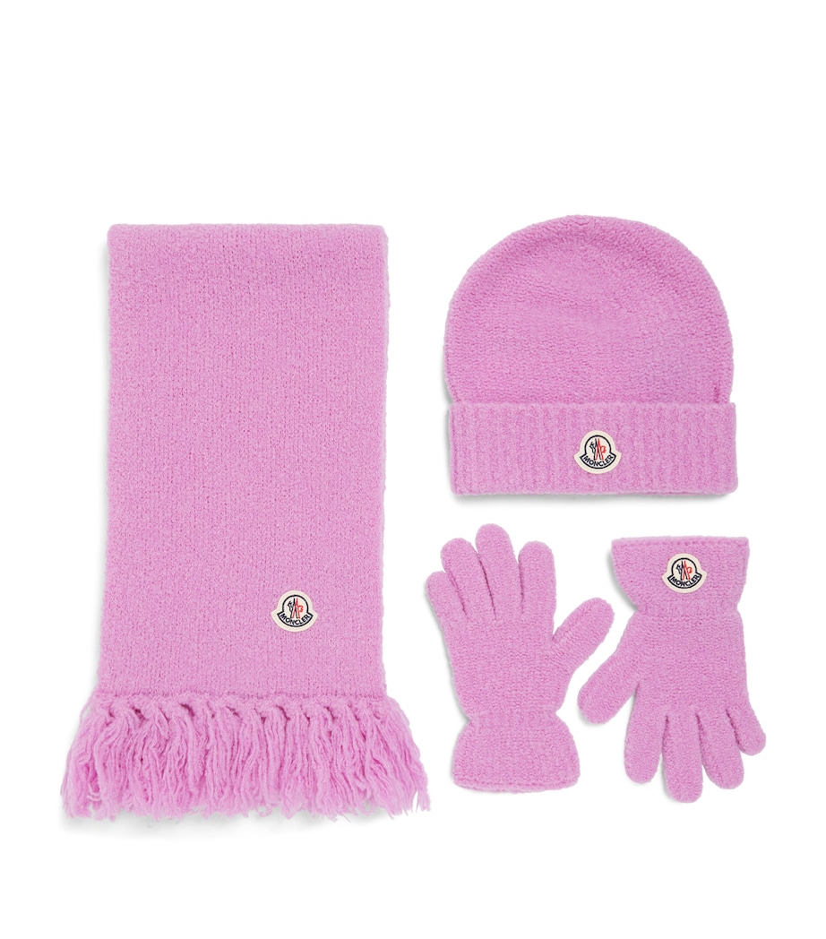 Moncler Enfant Wool Beanie, Scarf and Gloves Set Image 1