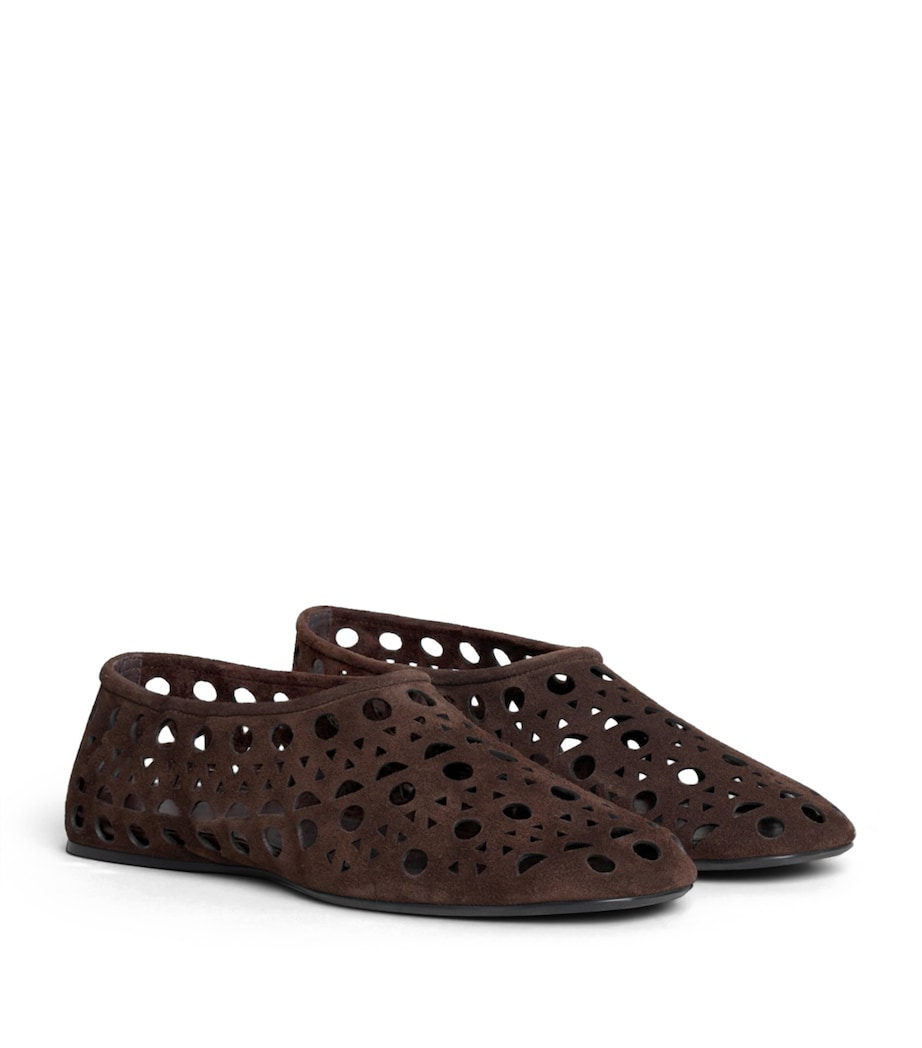 Alaïa Suede Vienne Ballet Flats Chocolate Image 3