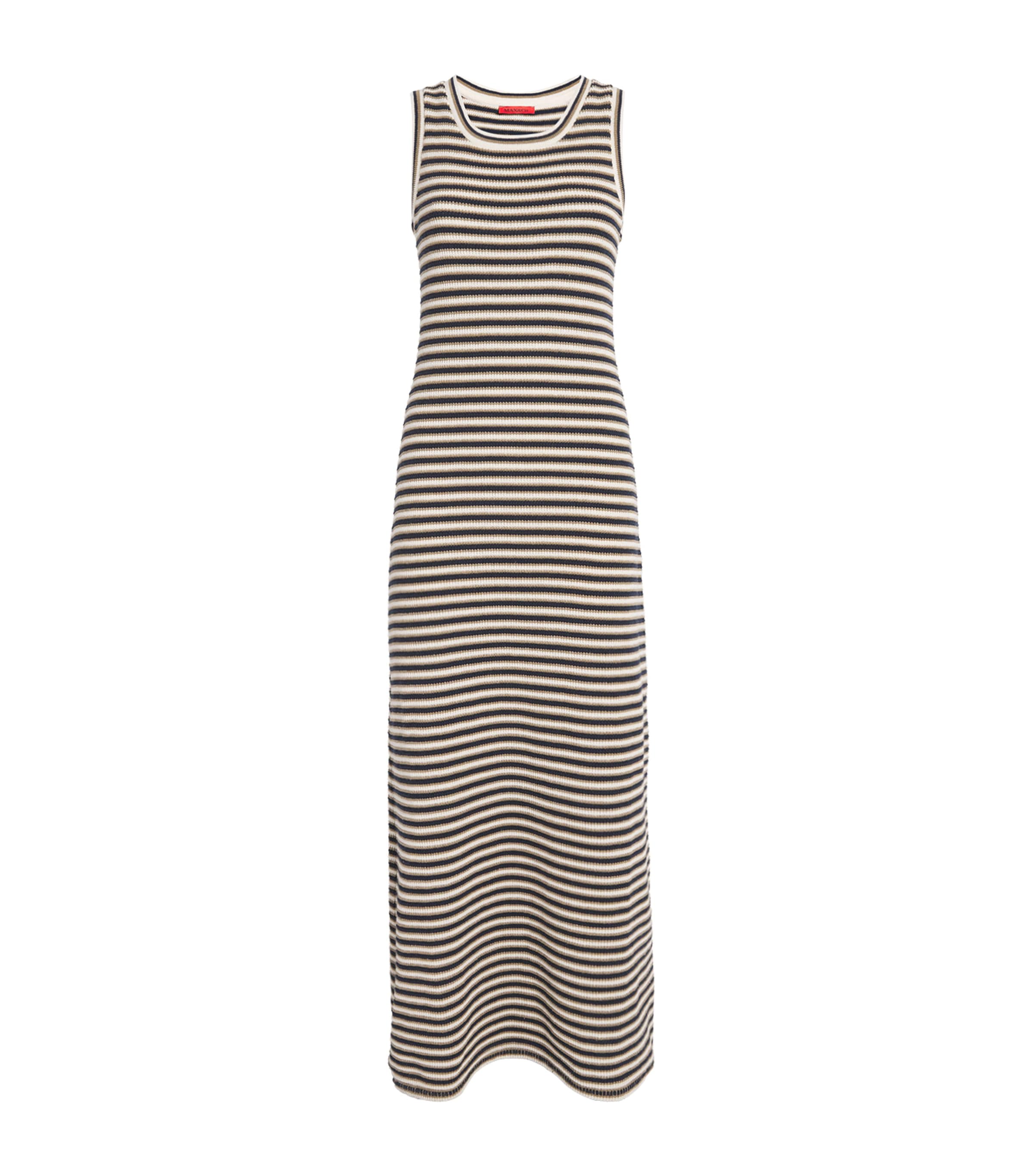 Max & Co Cotton-blend Striped Maxi Dress In Blue