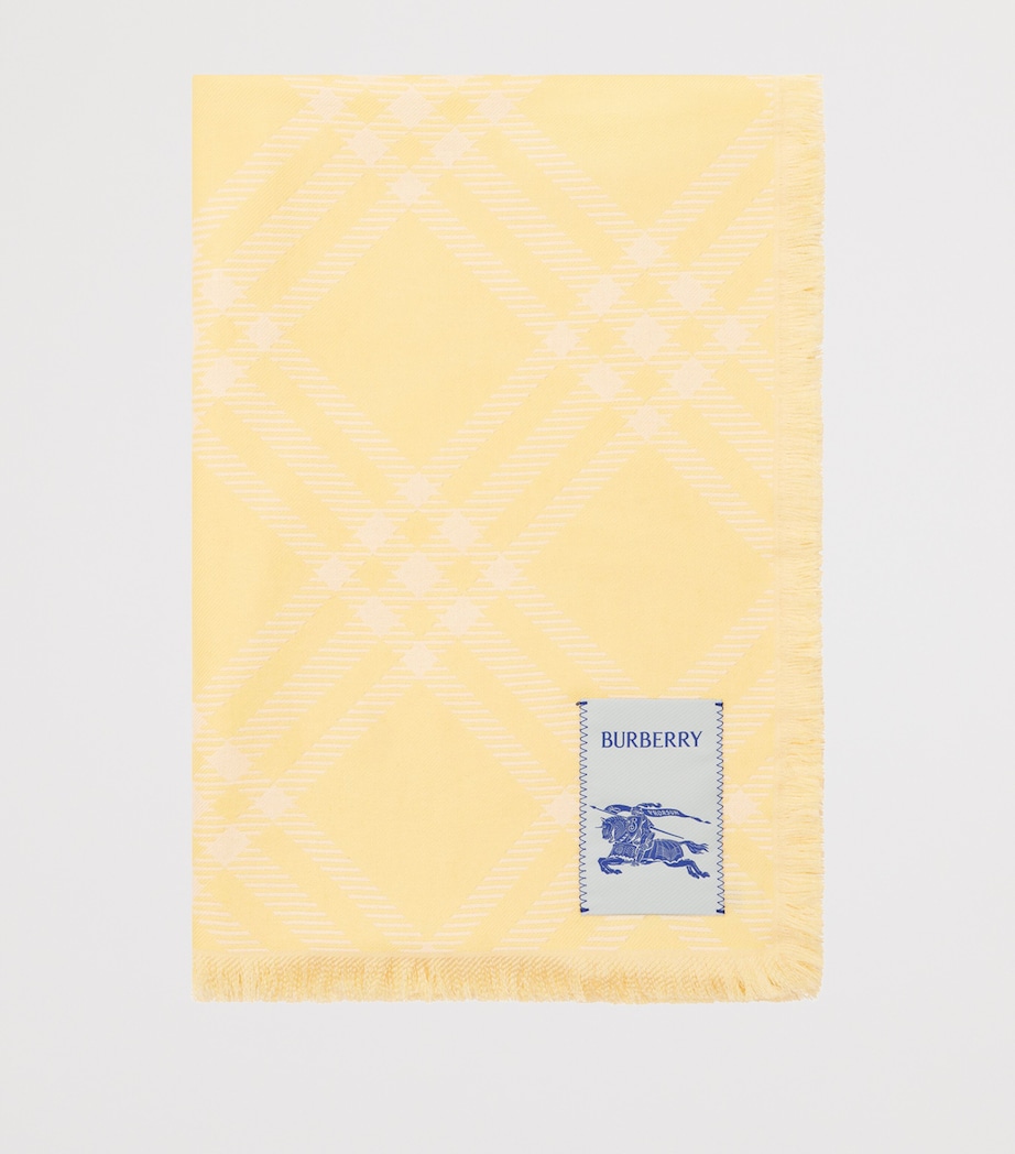 Burberry Wool-Silk Check Scarf Custard Beige Image 2