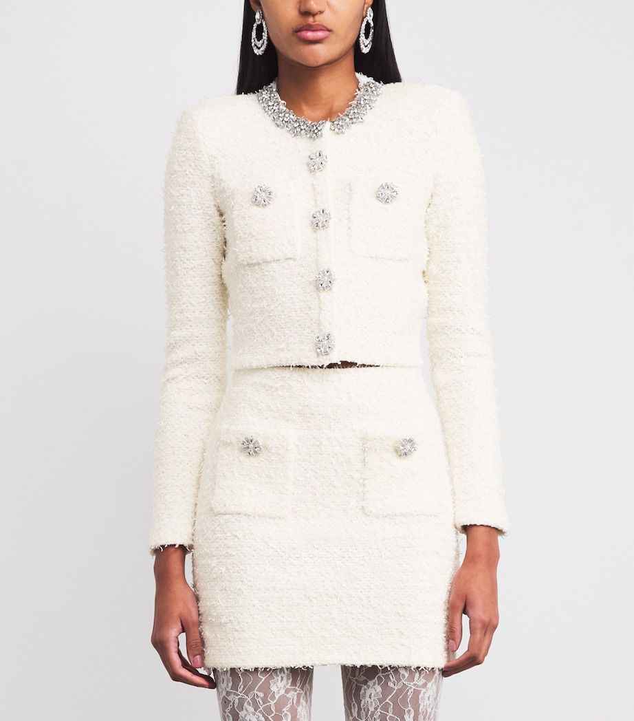 Bouclé Embellished Cardigan CREAM Image 3