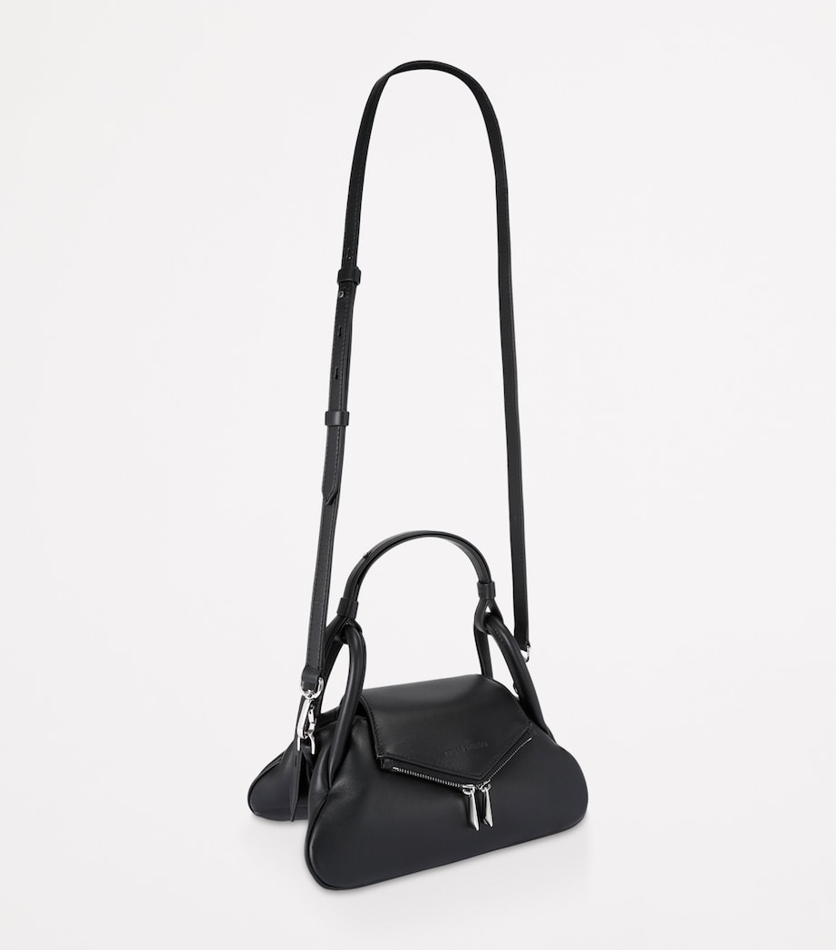 Small Leather Gemini Shoulder Bag BLACK Image 4