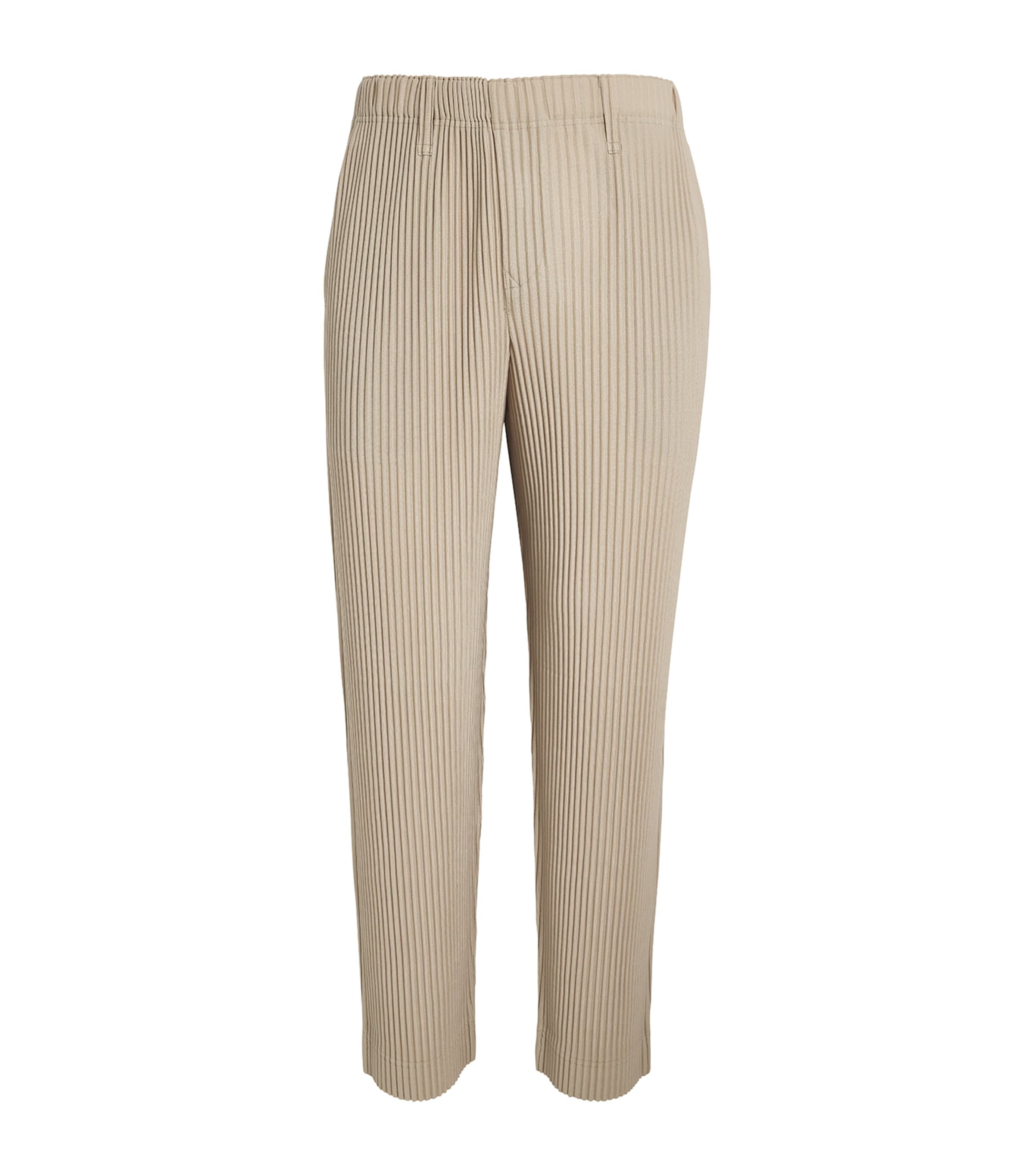 Shop Issey Miyake Pleated Straight Trousers In Beige