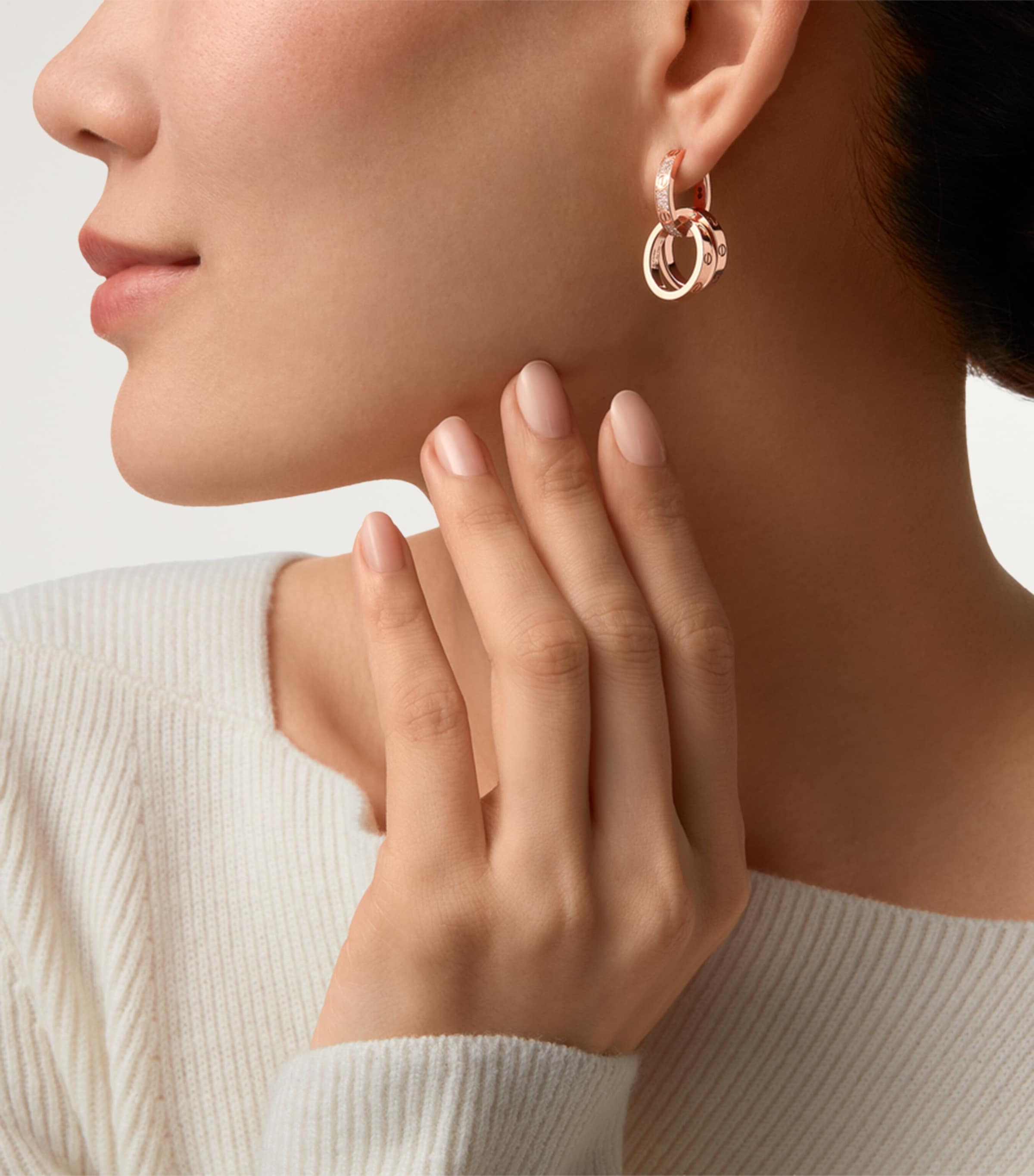 Cartier Rose Gold and Diamond LOVE Double Hoop Earrings Rose Gold Image 6