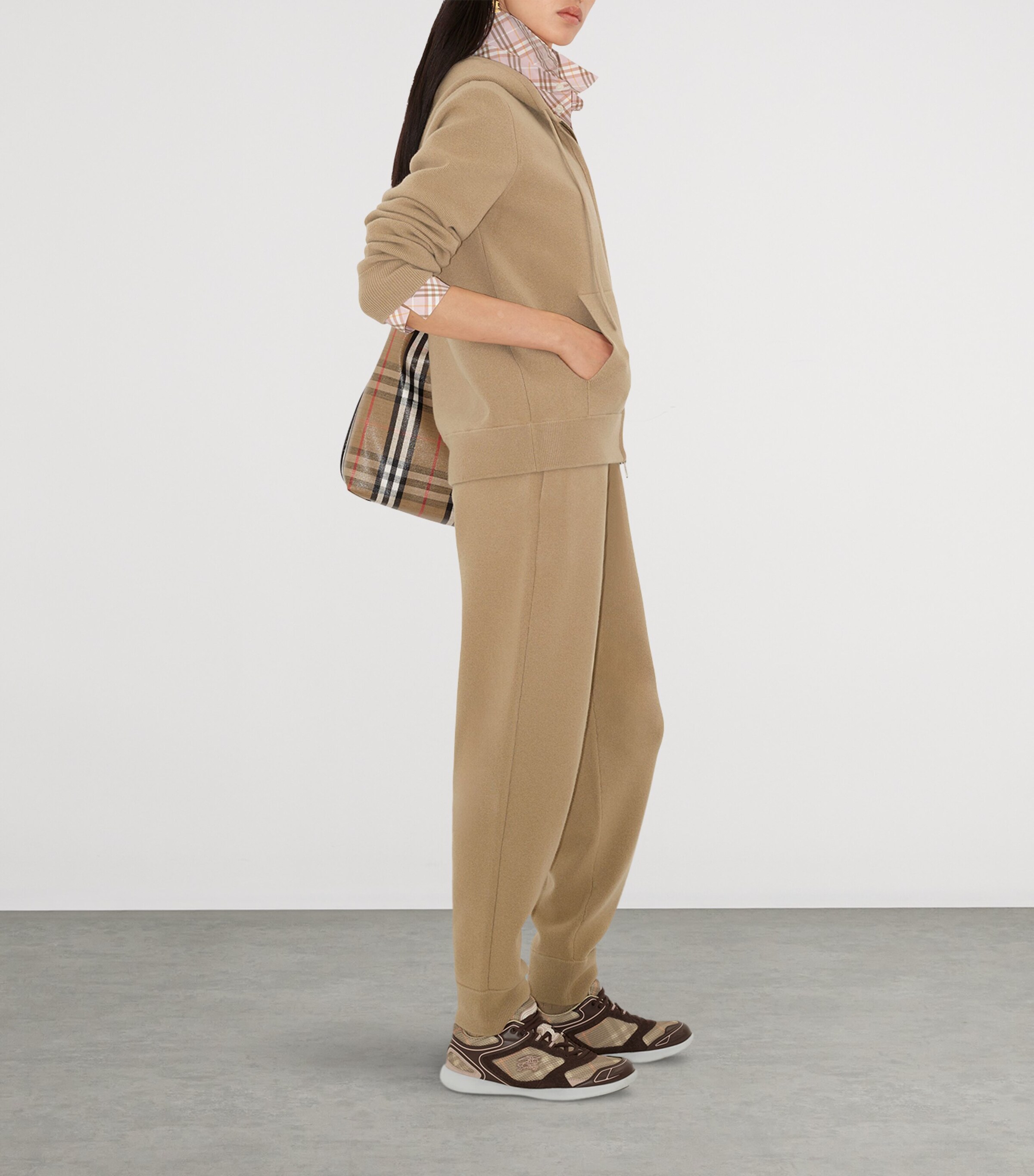 Cashmere-Blend Zip-Up Hoodie FLAX Image 3