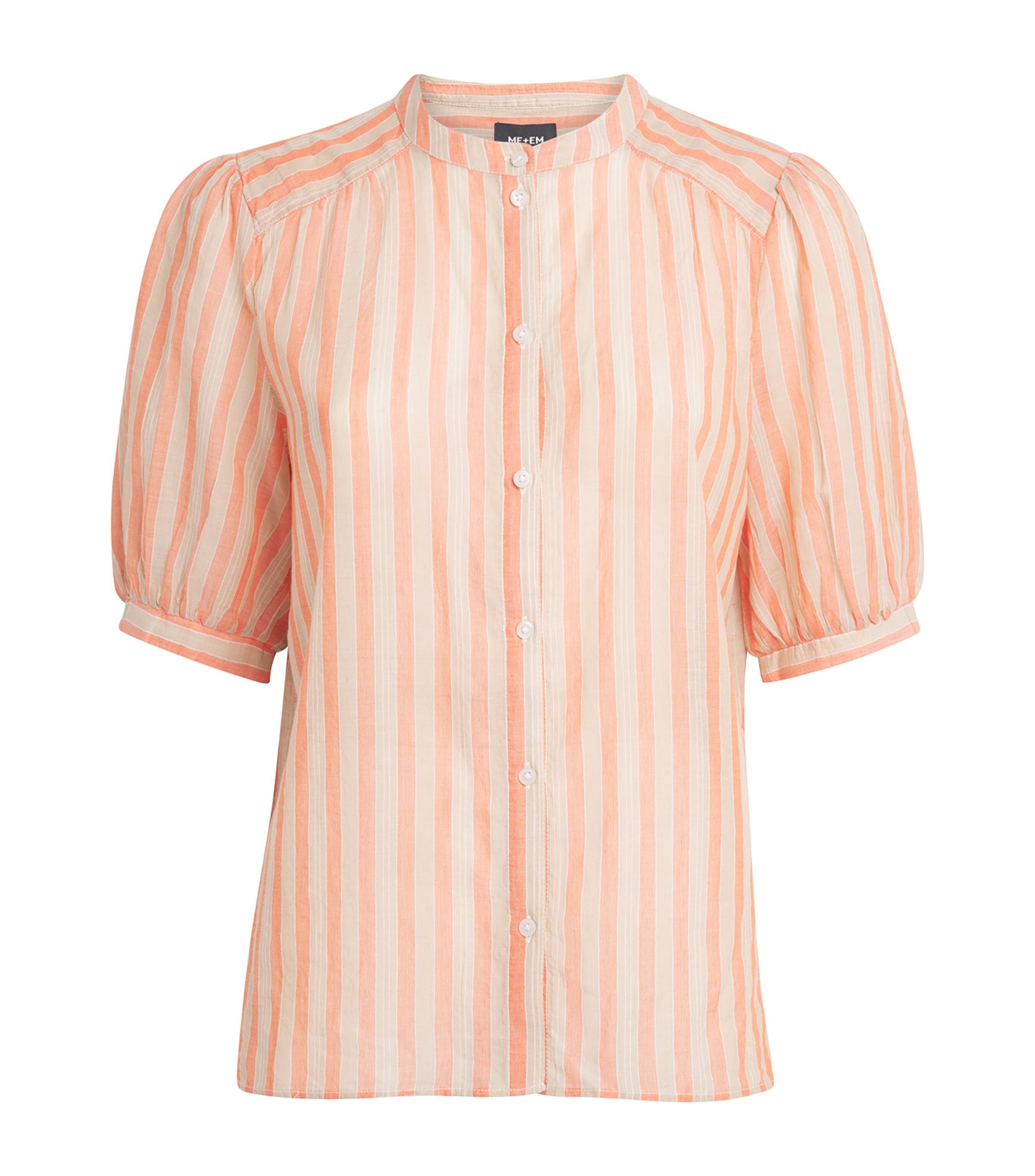 ME+EM Womens Cotton Tie Stripe Blouse Orange Multi Image 1