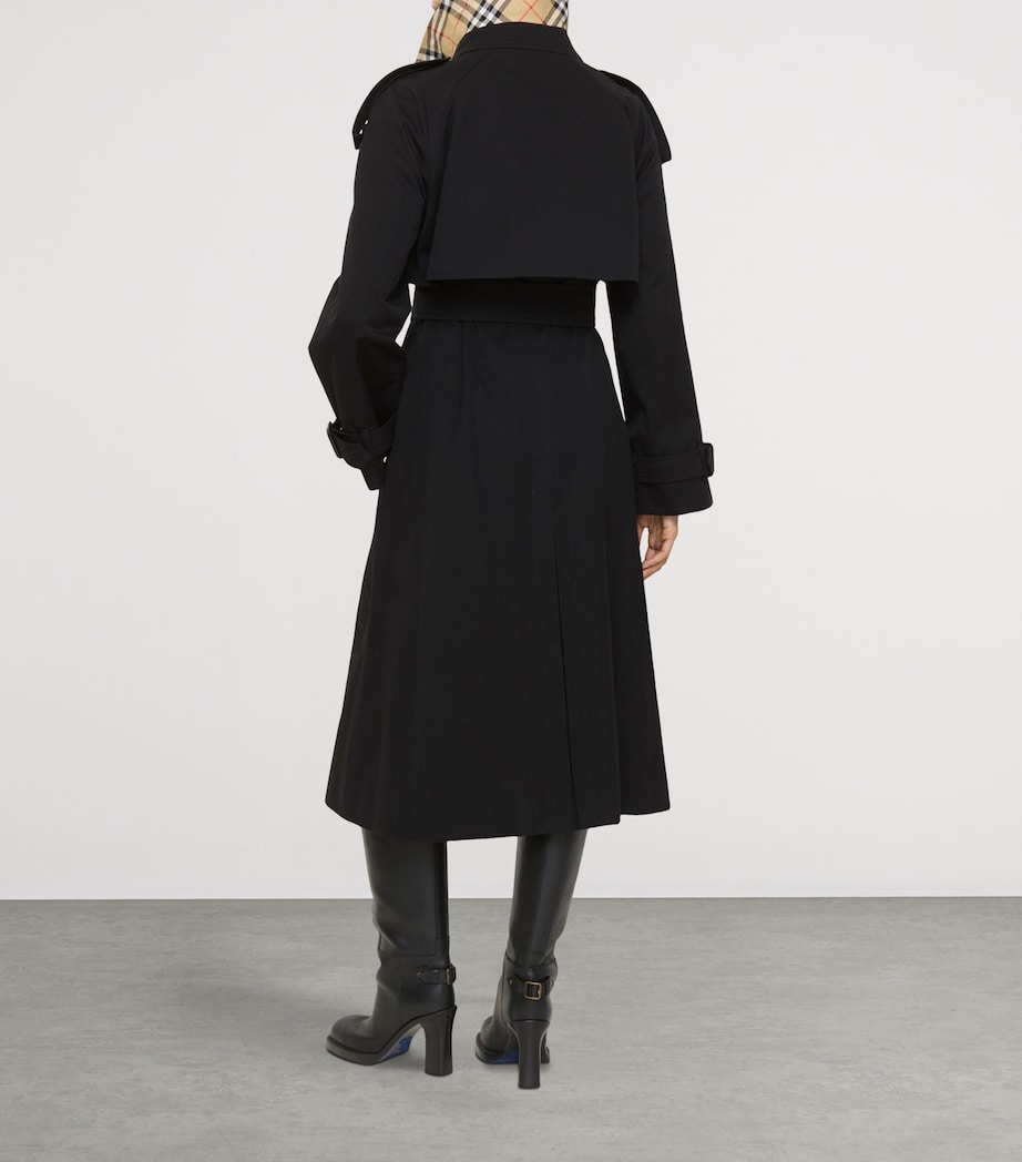 Burberry Womens Long Gabardine Fitzrovia Trench Coat Black Image 6