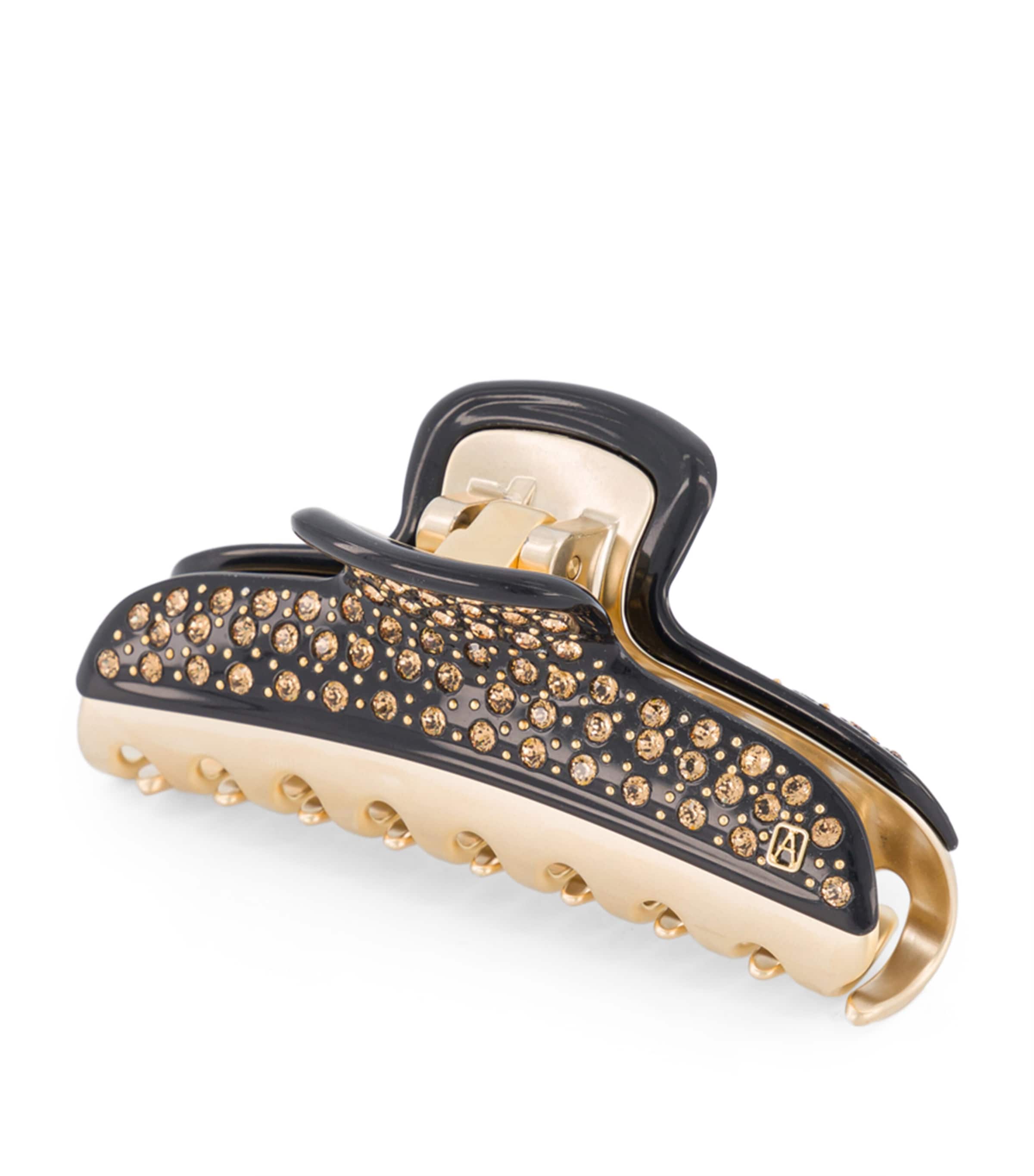 Alexandre de Paris Gold-Plated Crystal-Embellished Claw Hair Clip Noir B/or Image 2