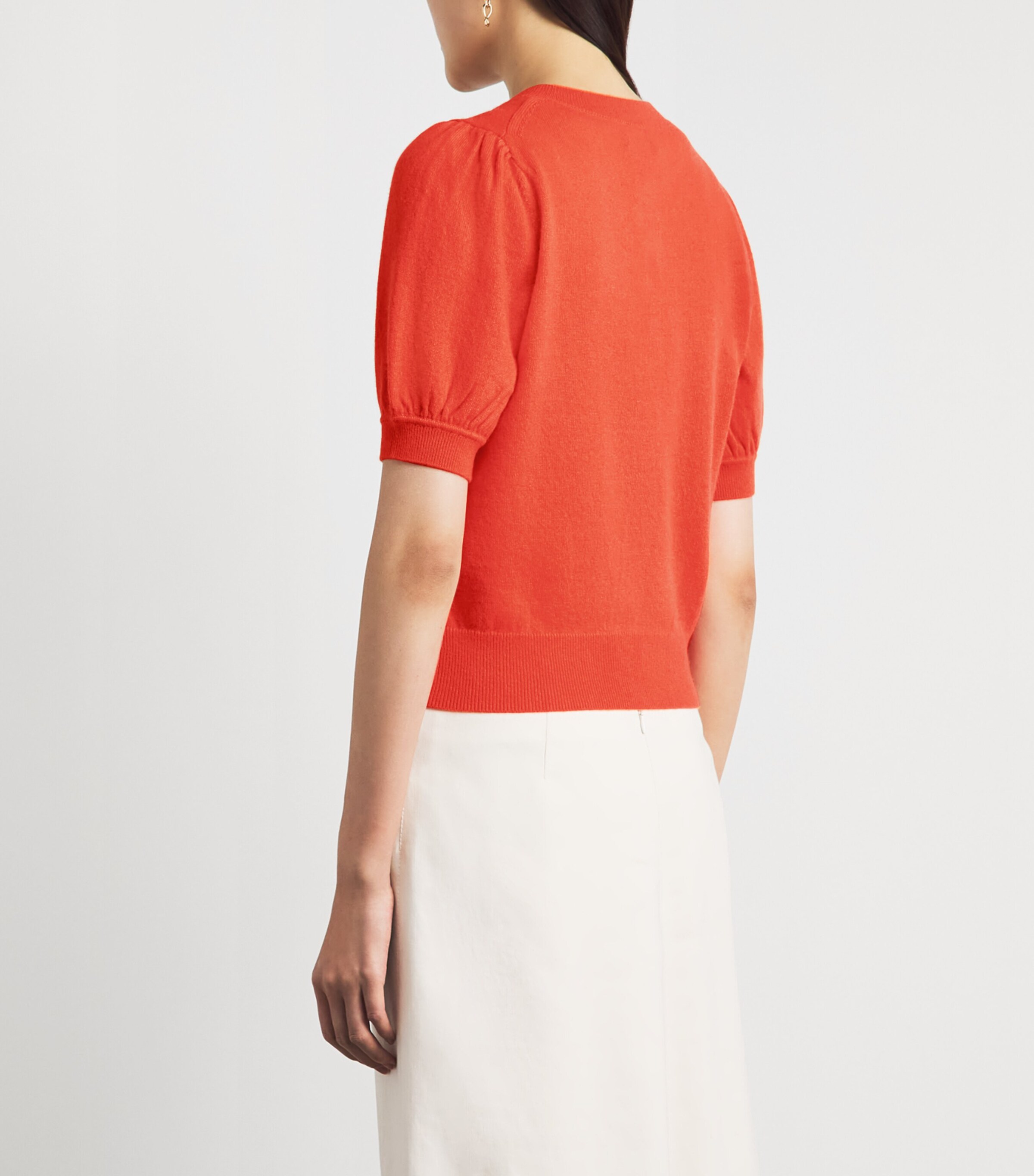 ME+EM Womens Cashmere Cardigan Nectarine Orange Image 5