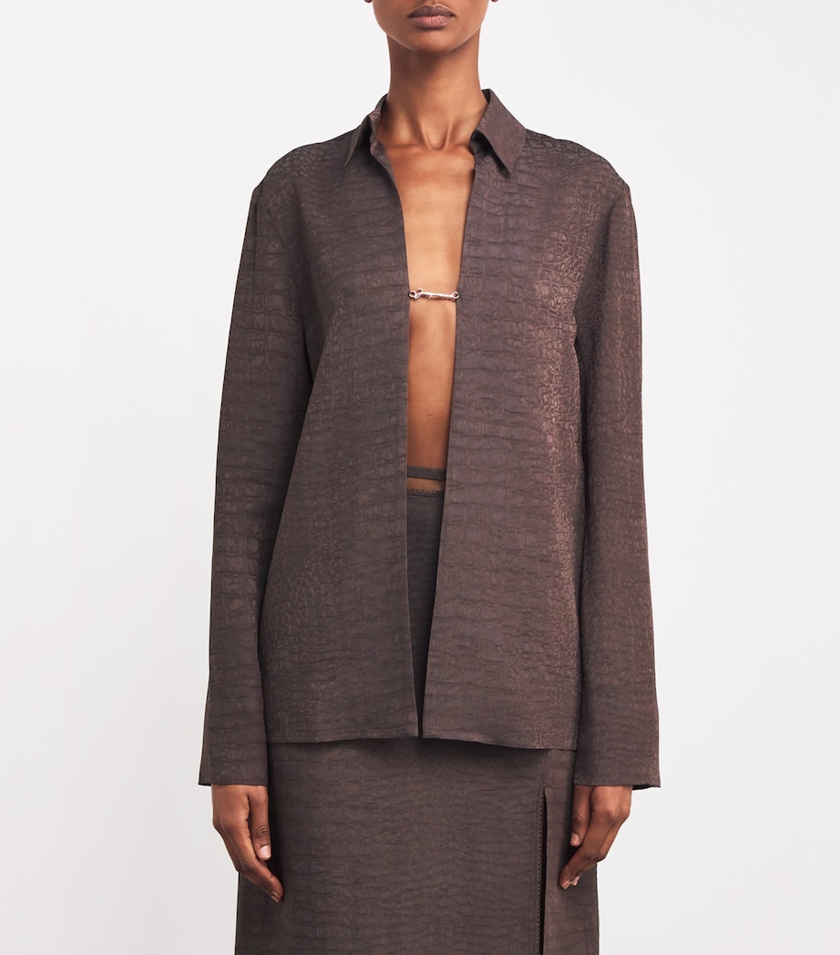 Croc-Effect Monogram Shirt 8CP CROCO BROWN Image 3