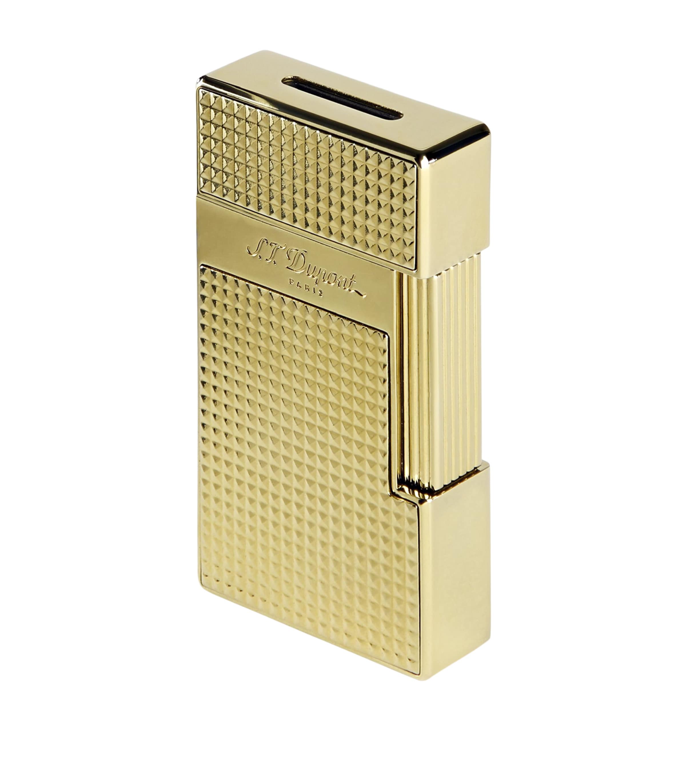 St Dupont S. T. Dupont Diamond-point Biggy Lighter In Gold