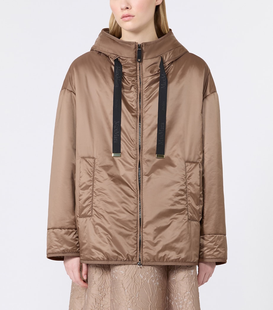 Max Mara Womens Hooded Padded Jacket Mud Image 3